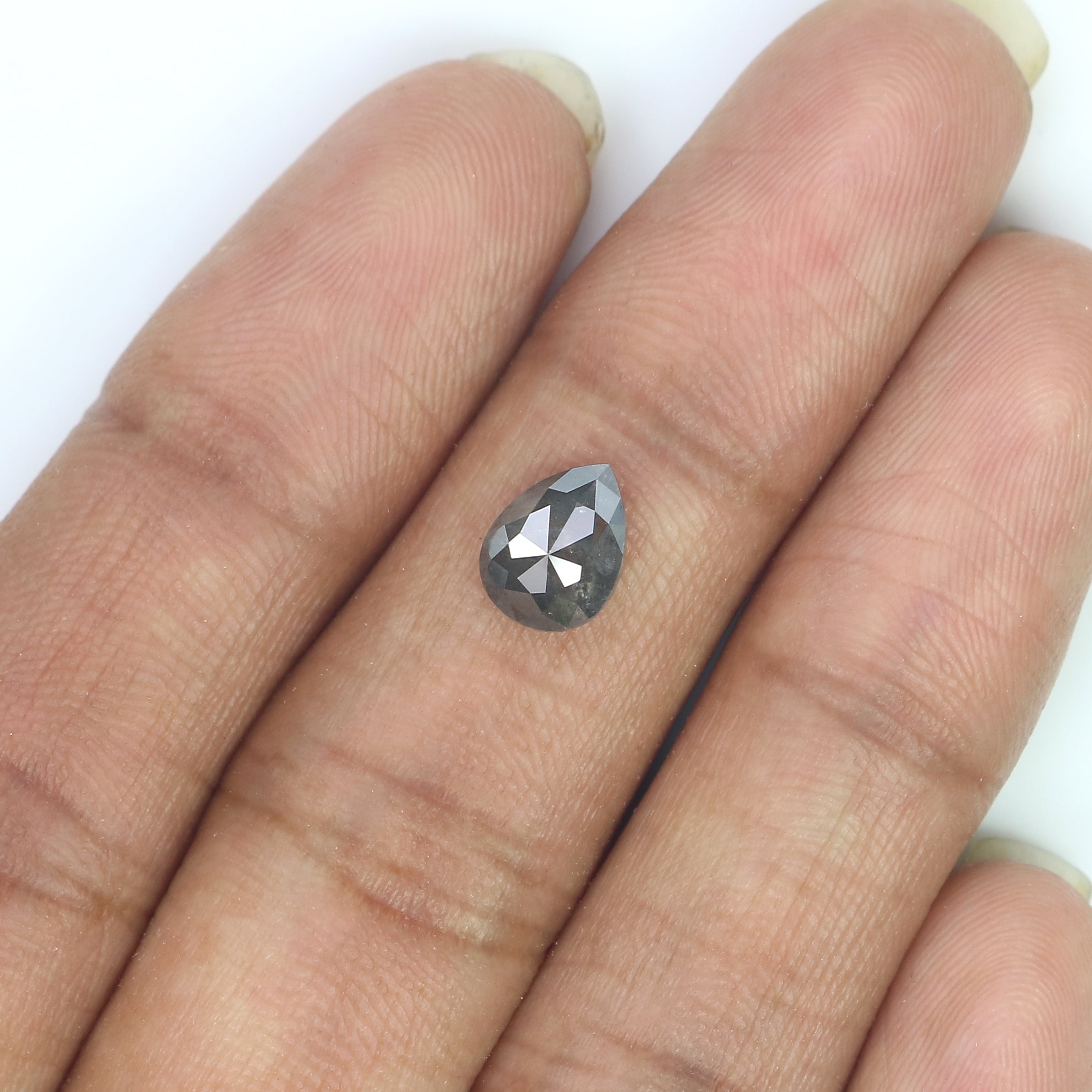 1.26 CT Natural Loose Pear Shape Diamond Salt And Pepper Pear Cut Diamond 8.10 MM Natural Loose Black Grey Color Pear Rose Cut Diamond LC70