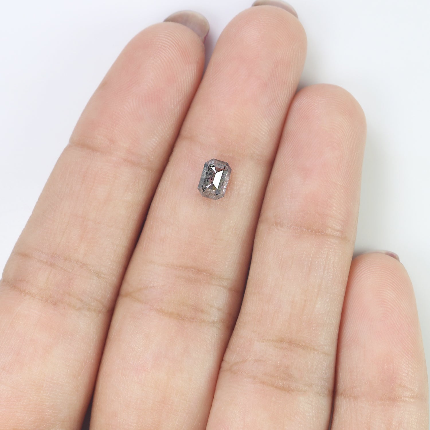 0.56 CT Natural Loose Emerald Shape Diamond Salt And Pepper Emerald Diamond 5.50 MM Natural Black Grey Color Emerald Rose Cut Diamond LQ1028