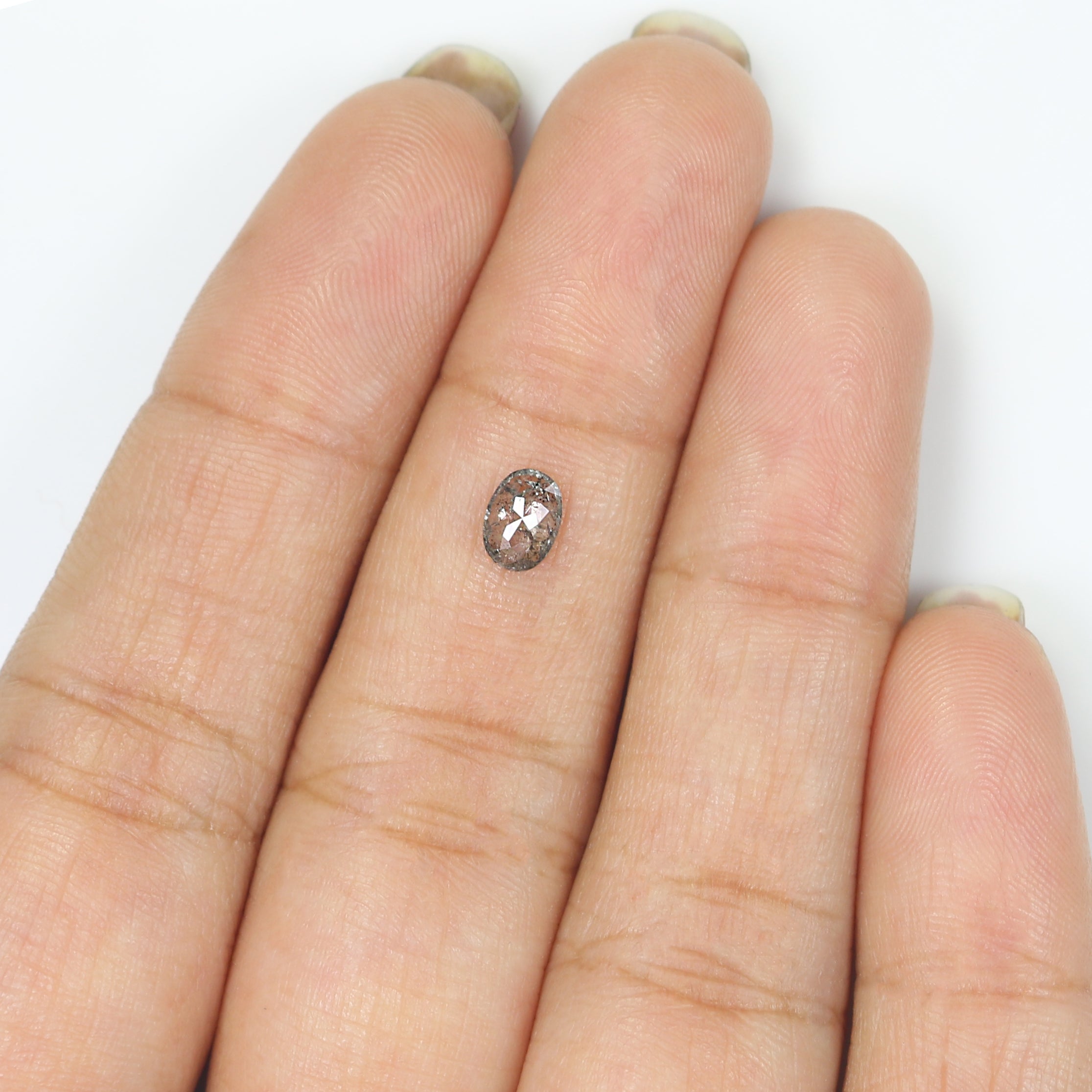 0.36 CT Natural Loose Oval Shape Diamond Salt And Pepper Oval Diamond 5.50 MM Natural Diamond Black Grey Color Oval Rose Cut Diamond LQ424