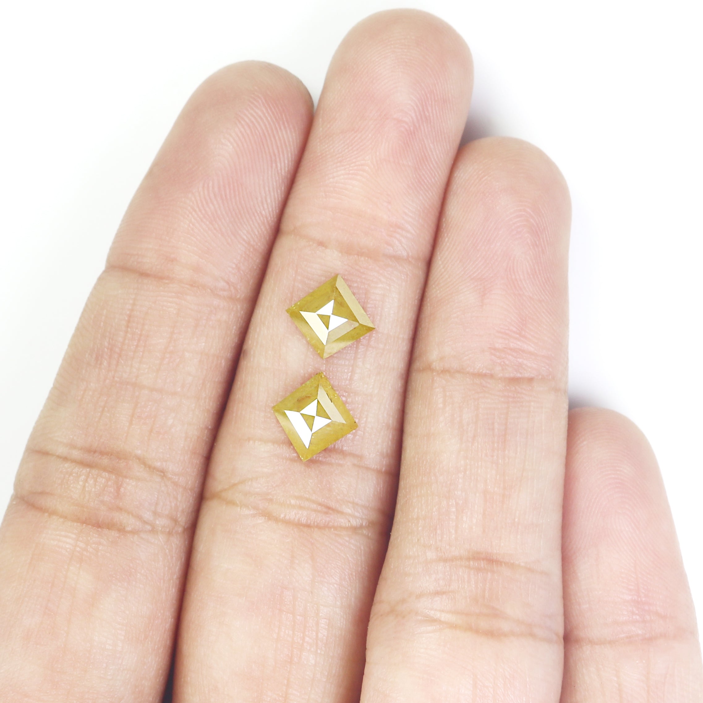 1.56 CT Natural Loose Kite Cut Pair Diamond Yellow Color Kite Shape Diamond 7.85 MM Natural Loose Yellow Color Kite Rose Cut Diamond L8102