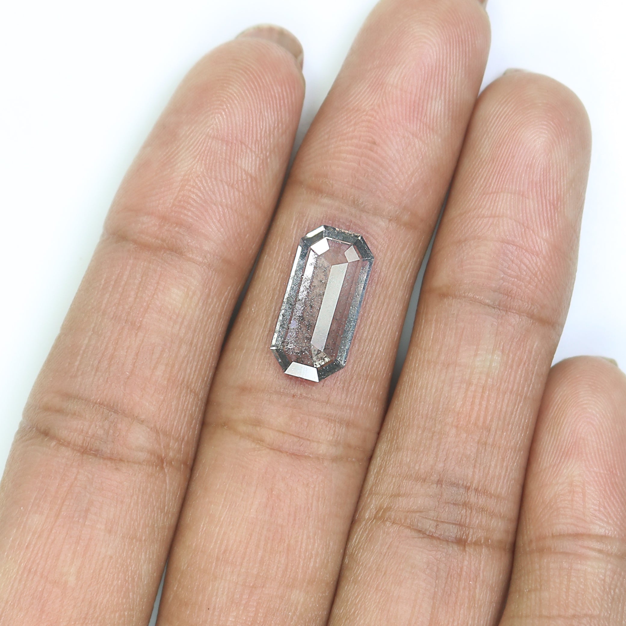 2.70 CT Emerald Rose Cut Salt And Pepper Lab Grown 14.45 MM Loose Diamond CVD Fancy Black Grey Color Lab Created Antique Cut Diamonds L3519