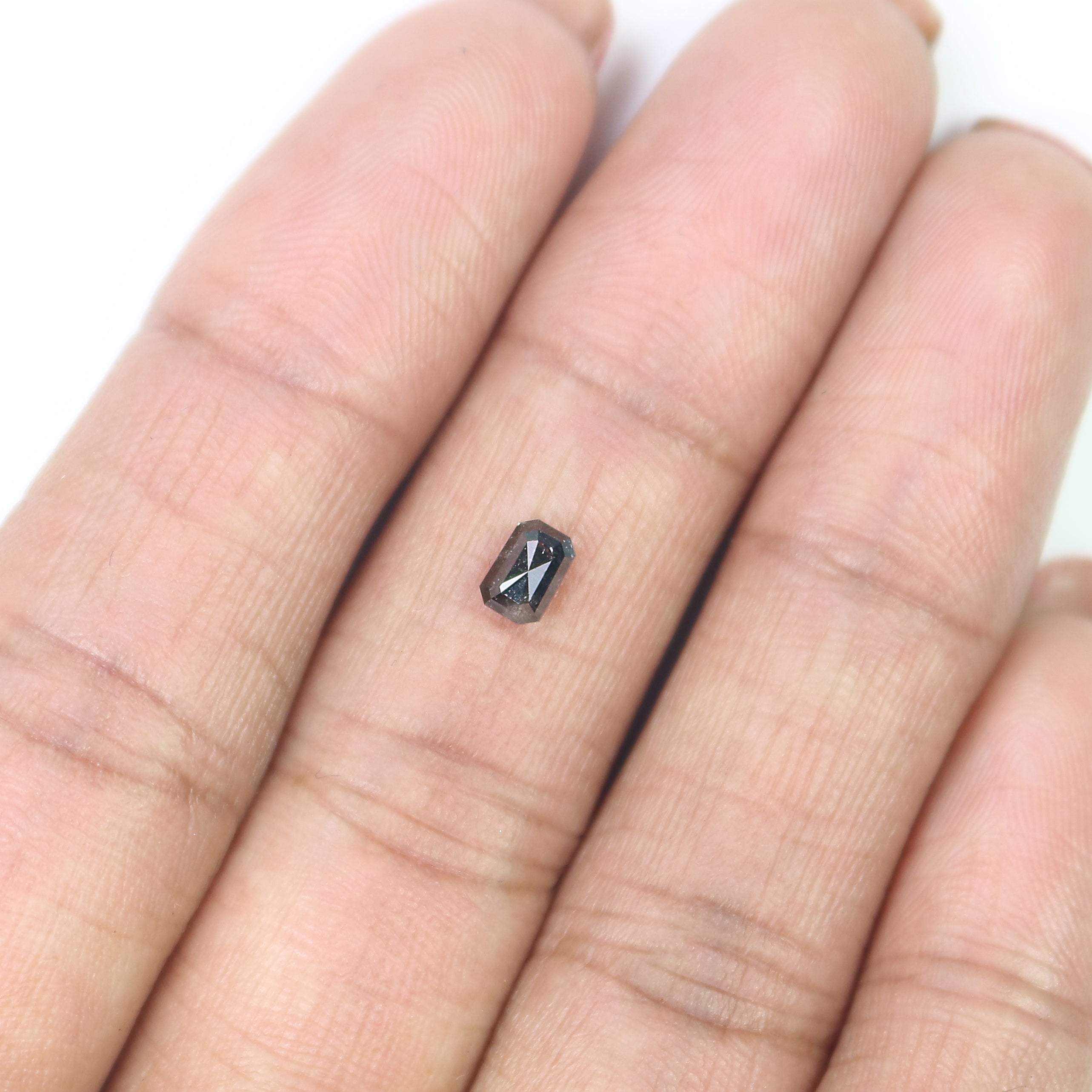 0.49 CT Natural Loose Emerald Shape Diamond Salt And Pepper Emerald Shape Diamond 4.90 MM Black Grey Color Emerald Rose Cut Diamond QL5359