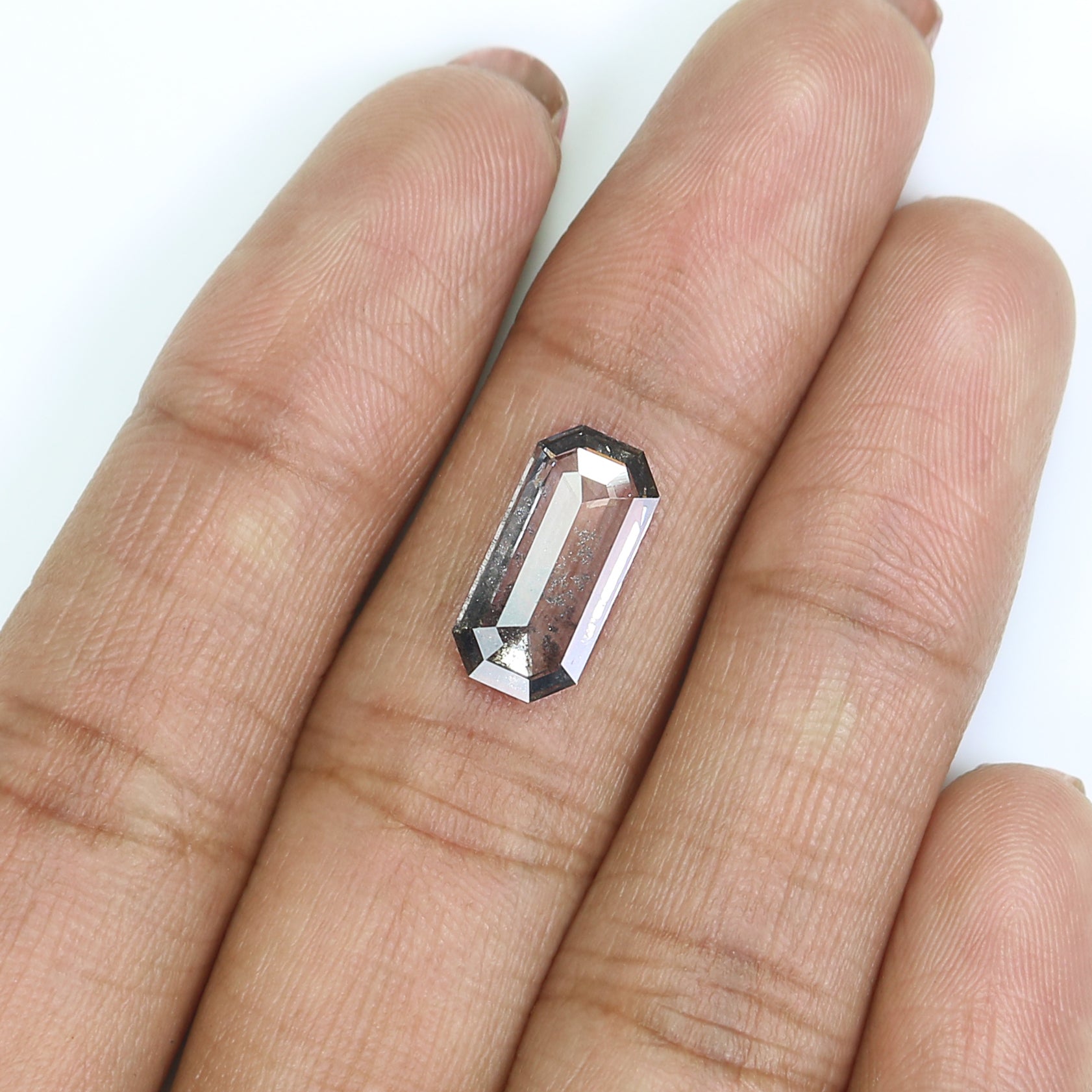2.05 CT Emerald Rose Cut Salt And Pepper Lab Grown 13.55 MM Loose Diamond CVD Fancy Black Grey Color Lab Created Antique Cut Diamonds N2630