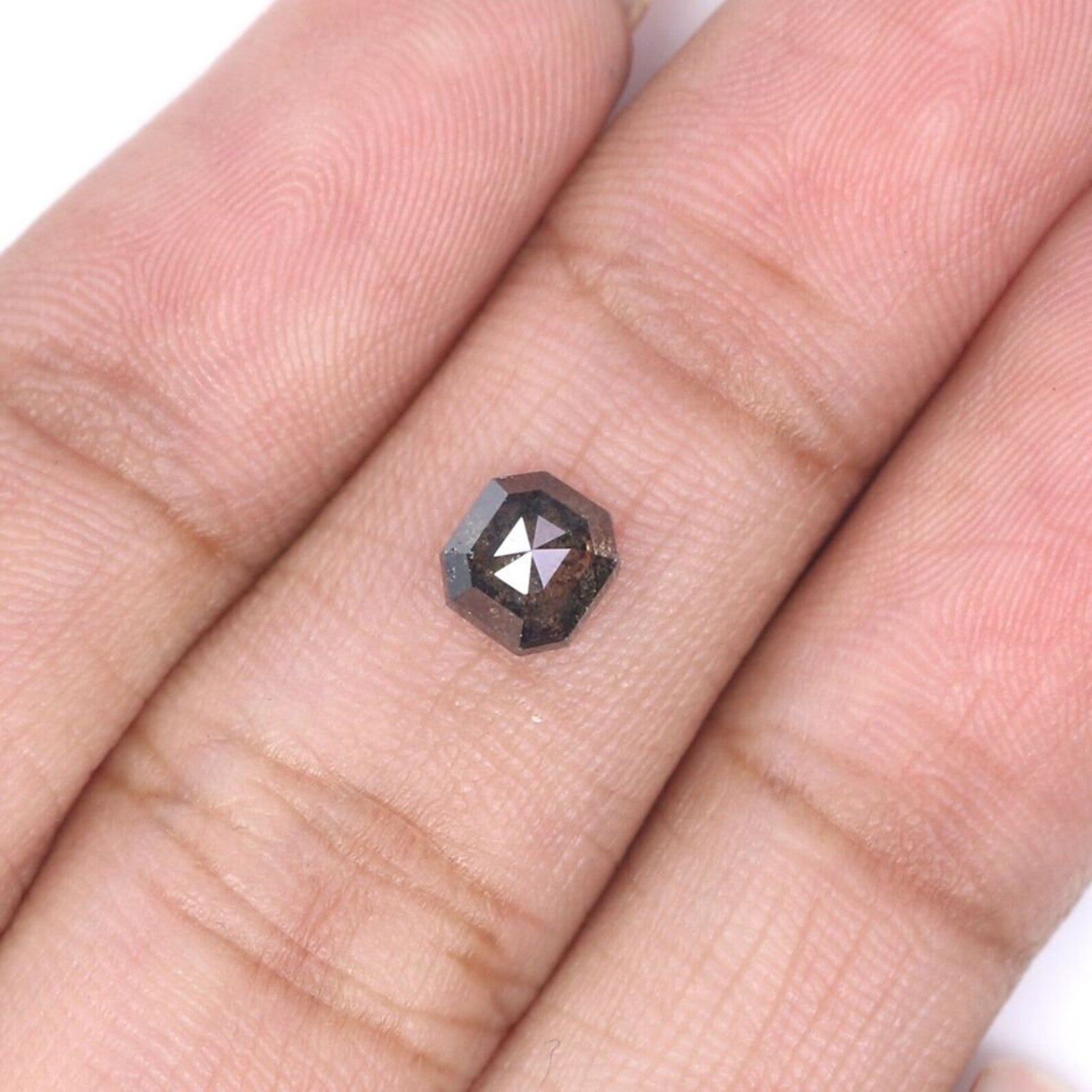 0.78 CT Natural Loose Radiant Shape Diamond Salt And Pepper Radiant Cut Diamond 5.15 MM Black Grey Color Radiant Rose Cut Diamond NQ9270