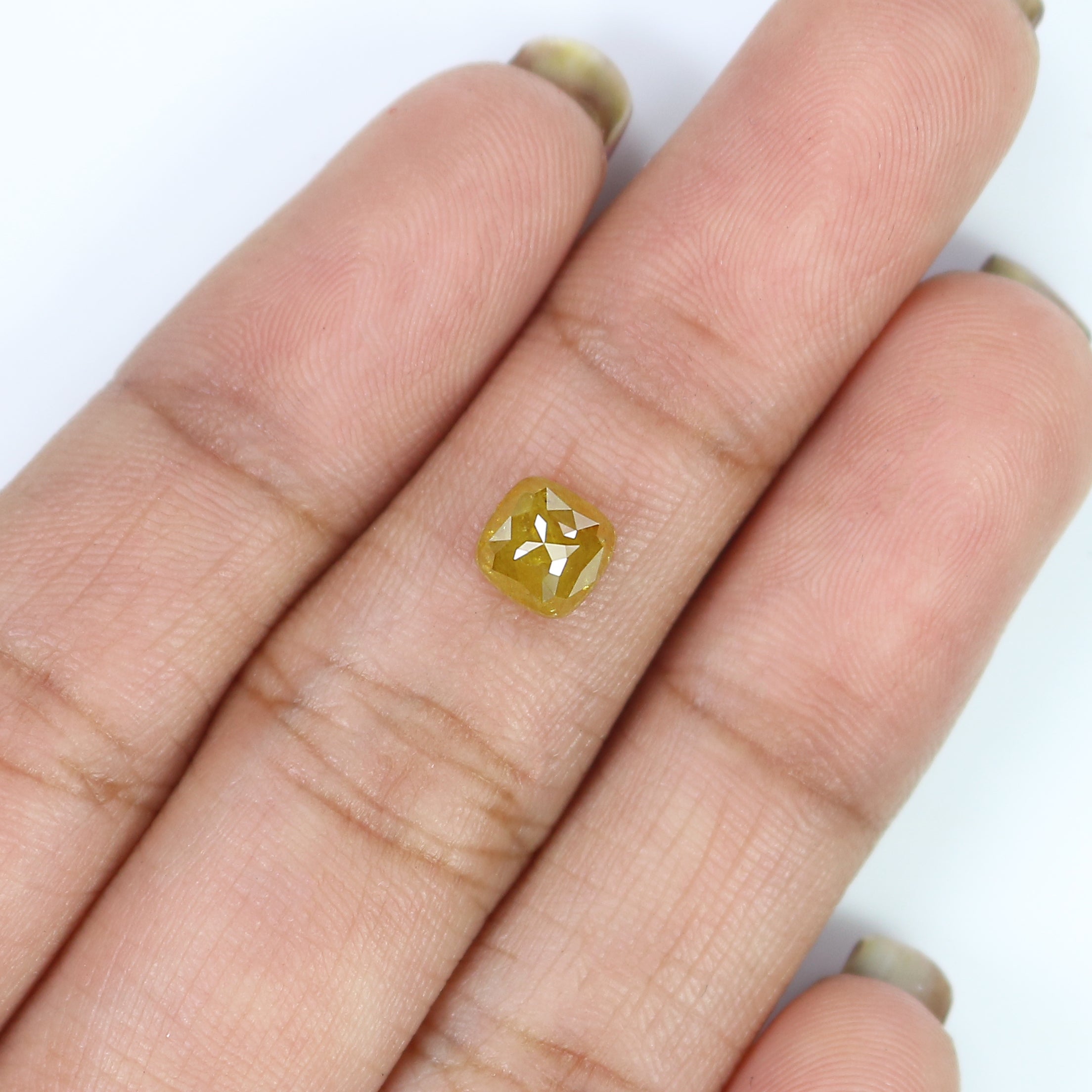 1.21 CT Natural Loose Cushion Shape Diamond Yellow Color Cushion Cut Diamond 5.55 MM Natural Yellow Diamond Cushion Rose Cut Diamond LQ9239