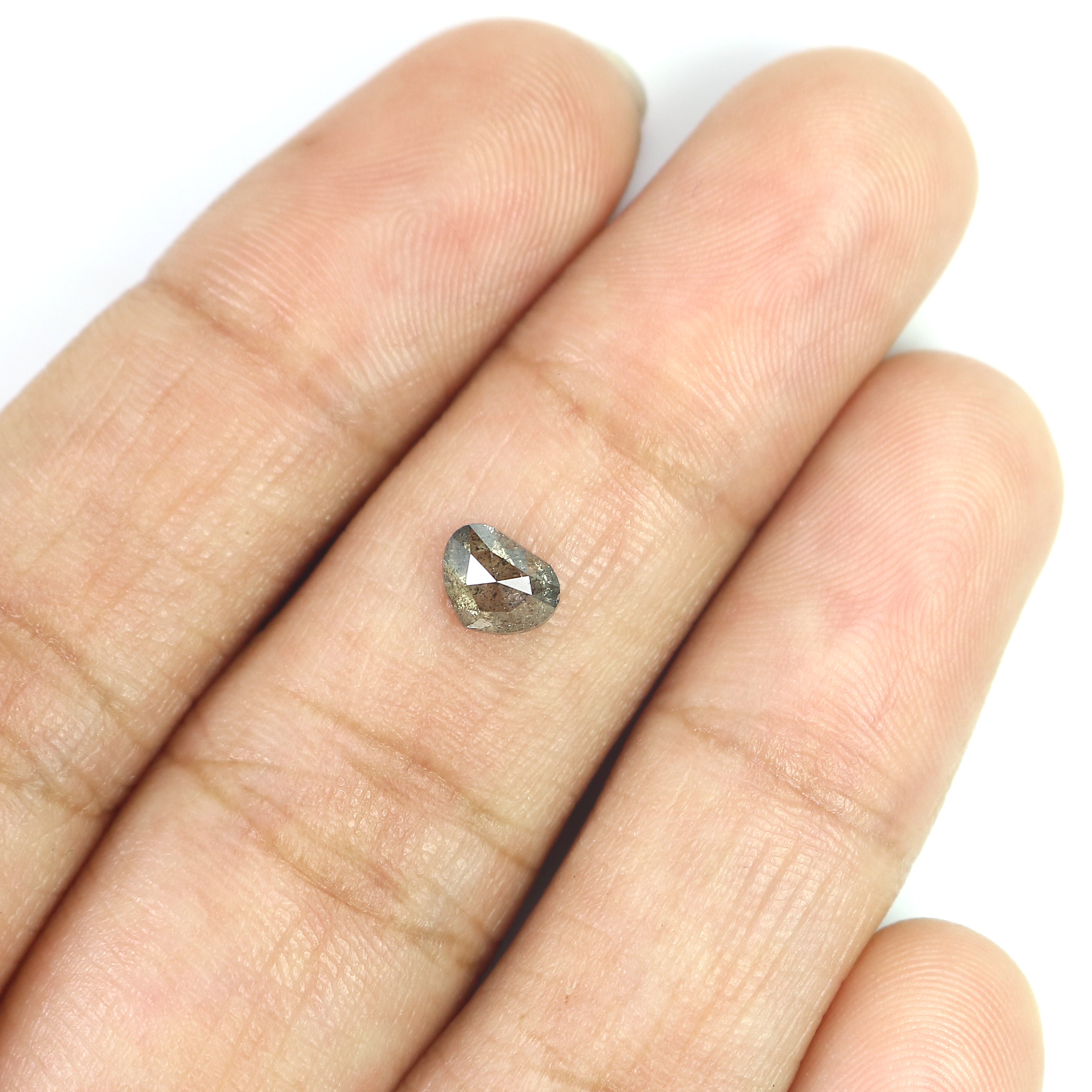 0.60 Ct Natural Loose Heart Shape Diamond Salt And Pepper Diamond 4.45 MM Natural Diamond Black Grey Color Heart Rose Cut Diamond QL6552