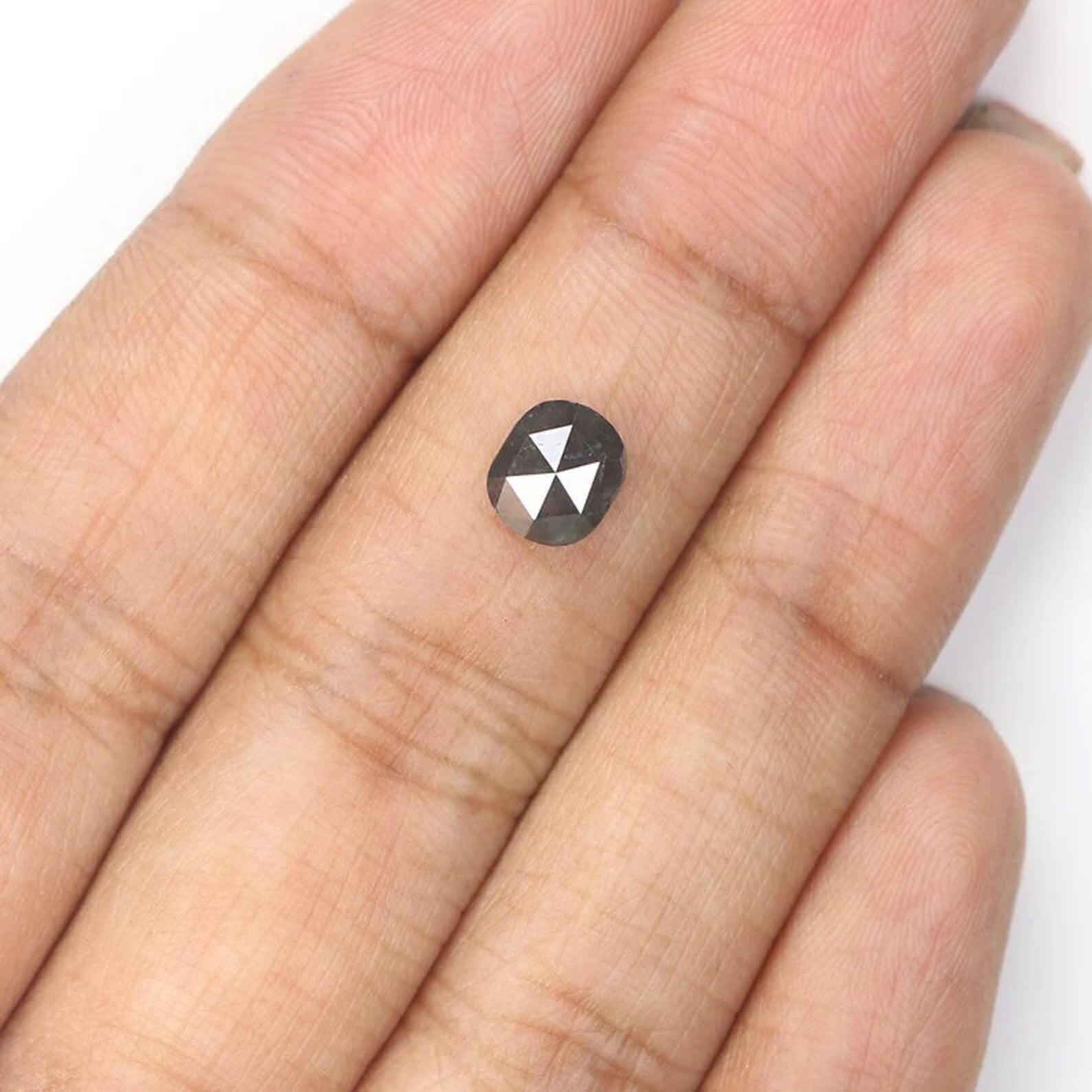 0.89 CT Natural Loose Oval Shape Diamond Salt And Pepper Oval Diamond 6.45 MM Natural Diamond Black Grey Color Oval Rose Cut Diamond NQ1753