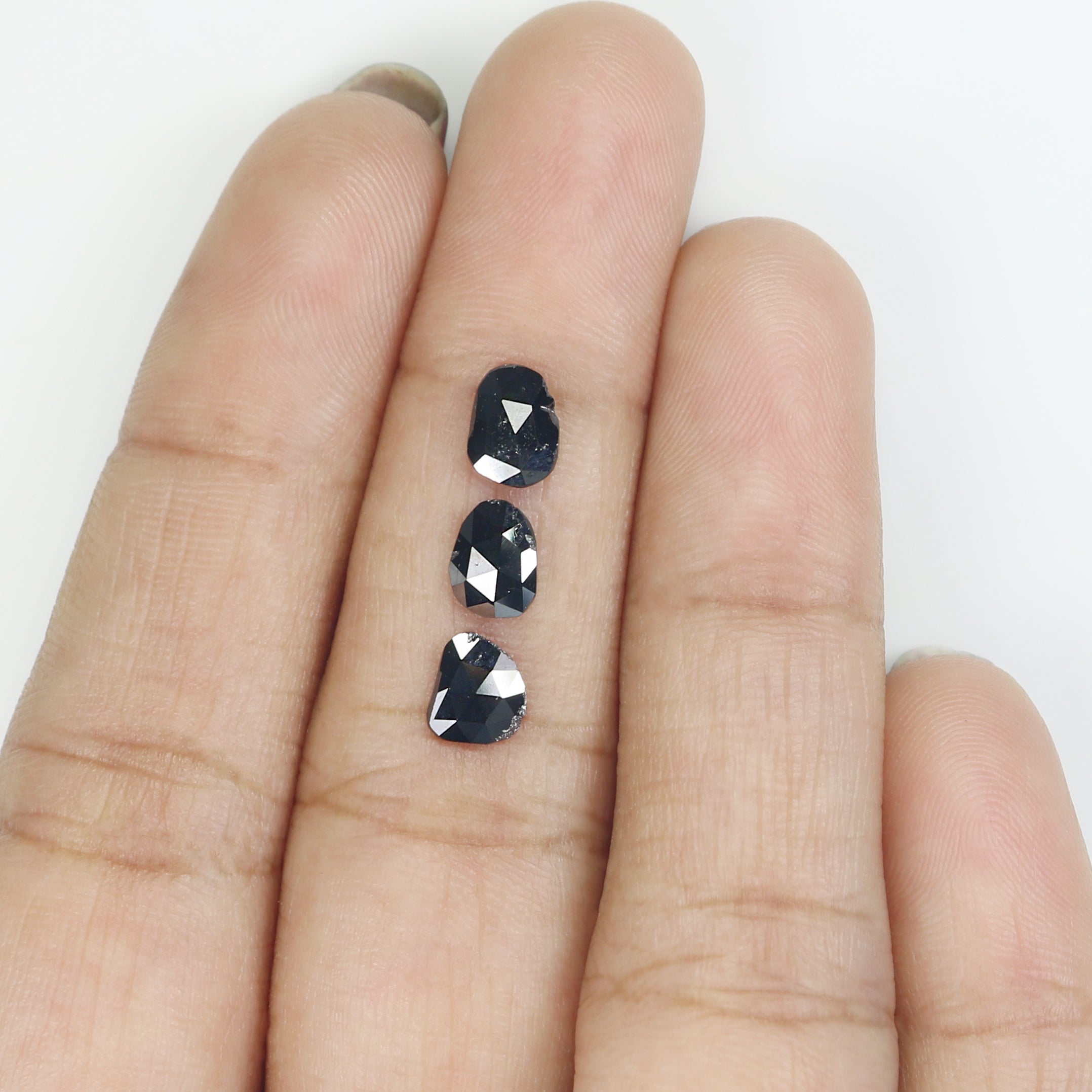 1.27 CT Natural Loose Slice Shape Diamond Black Color Slice Cut Diamond 6.65 MM Natural Loose Black Color Slice Rose Cut Diamond LQ2713