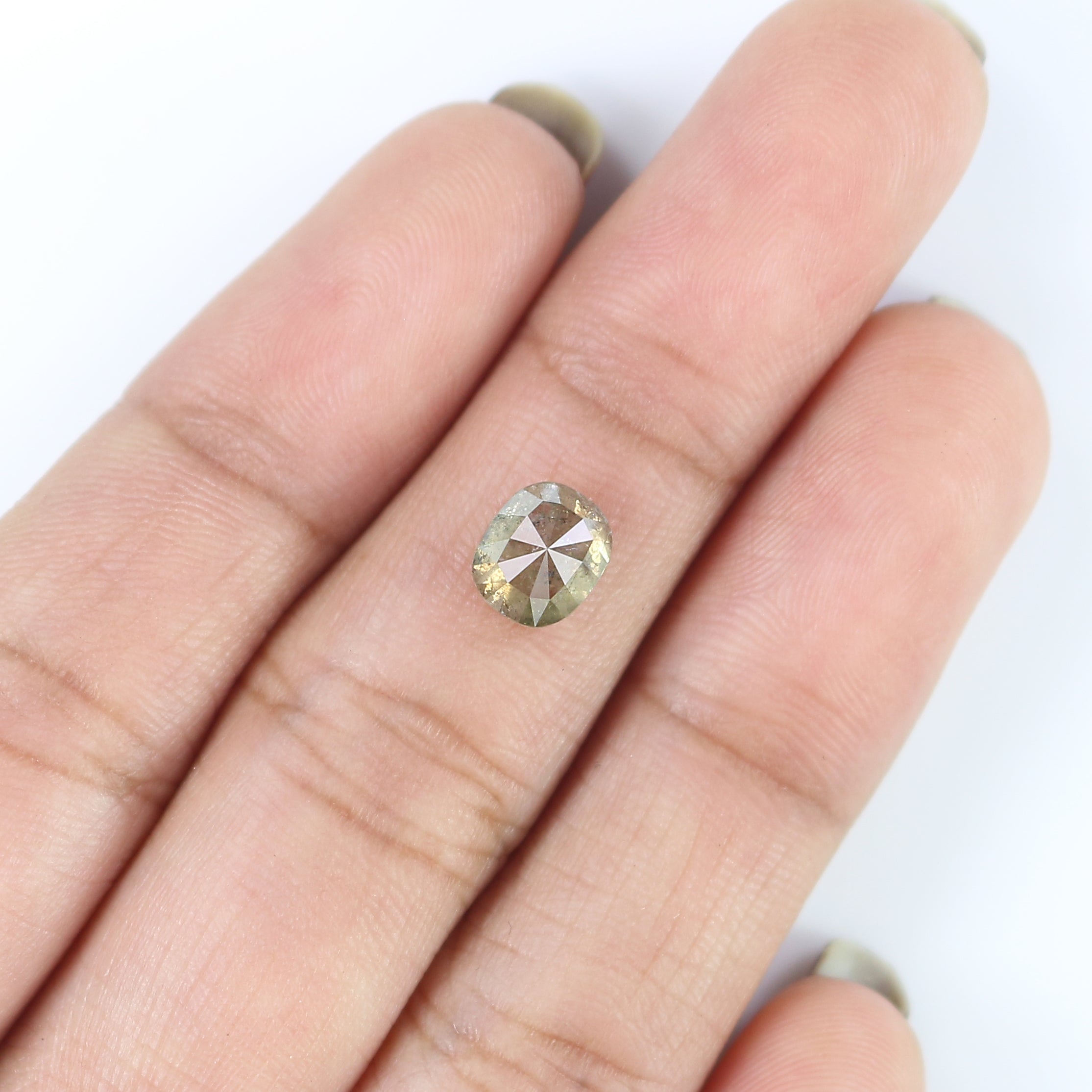 1.29 CT Natural Loose Cushion Shape Diamond Grey Yellow Color Cushion Rose Cut Diamond 6.80 MM Grey Yellow Cushion Shape Diamond QL7333