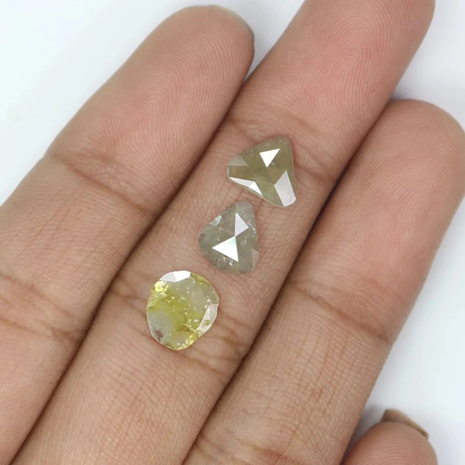 1.58 CT Natural Loose Slice Shape Diamond Yellow Color Irregular Cut Diamond 7.85 MM Natural Loose Gray Color Slice Rose Cut Diamond NQ2208