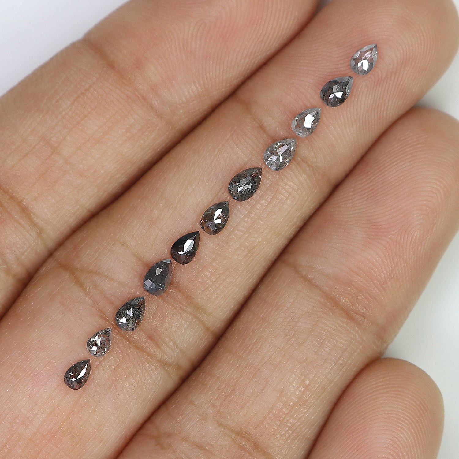 1.03 CT Natural Loose Pear Shape Diamond Salt And Pepper Pear Cut Diamond 3.15 MM Natural Black Grey Diamond Pear Rose Cut Diamond LQ2912