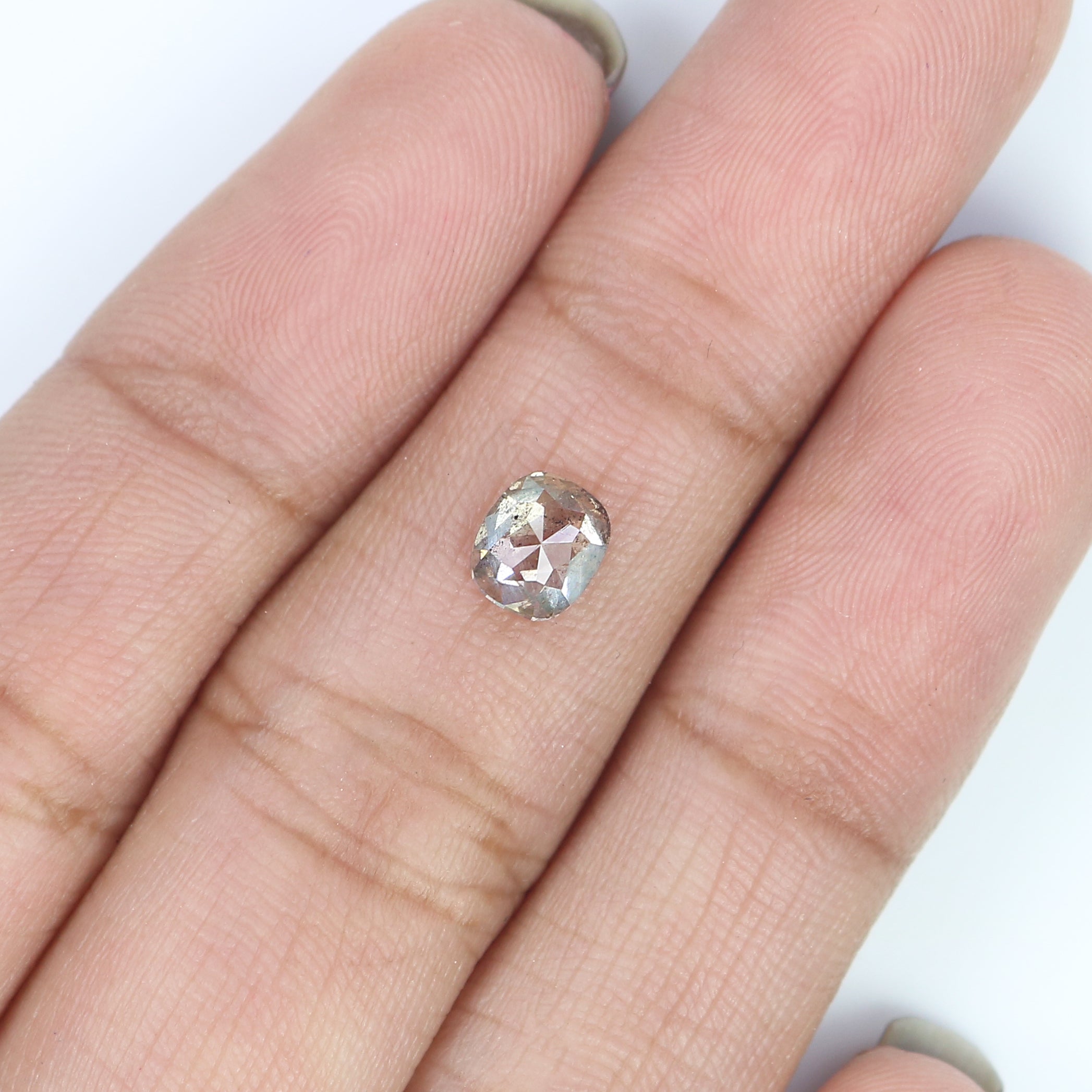 0.81 CT Natural Loose Cushion Shape Diamond Salt And Pepper Cushion Shape Diamond 5.60 MM Black Grey Color Cushion Rose Cut Diamond QL9308