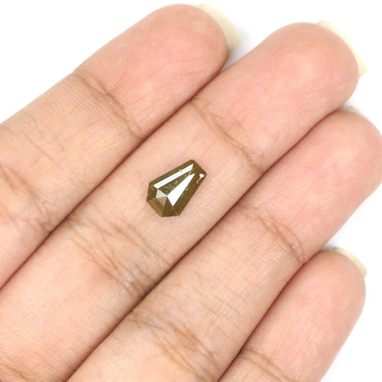 1.14 CT Natural Loose Coffin Shape Diamond Yellow Color Coffin Diamond 8.80 MM Natural Diamond Green Color Coffin Rose Cut Diamond QN1879