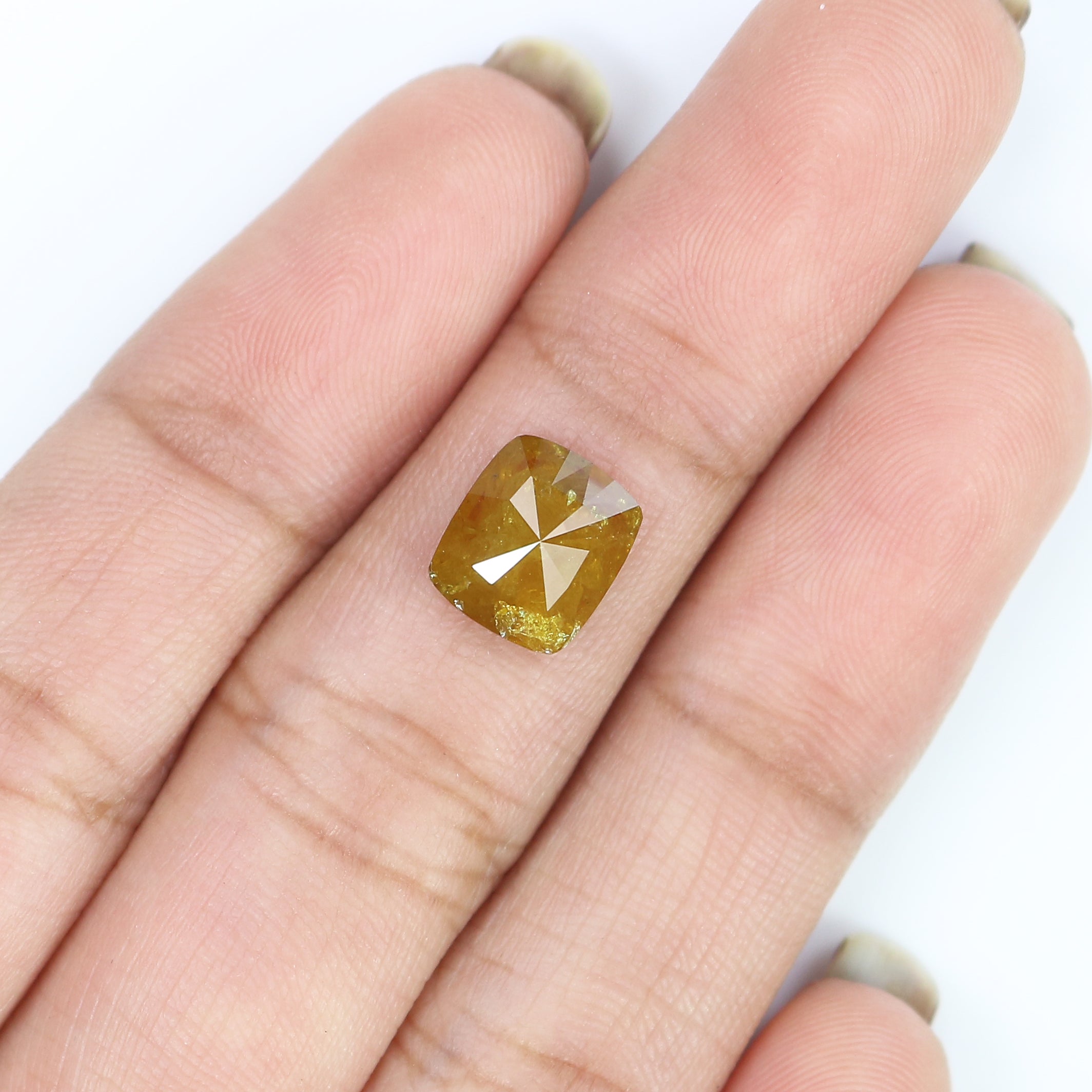 1.80 CT Natural Loose Cushion Shape Diamond Yellow Color Cushion Cut Diamond 8.50 MM Natural Yellow Diamond Cushion Rose Cut Diamond LQ4462