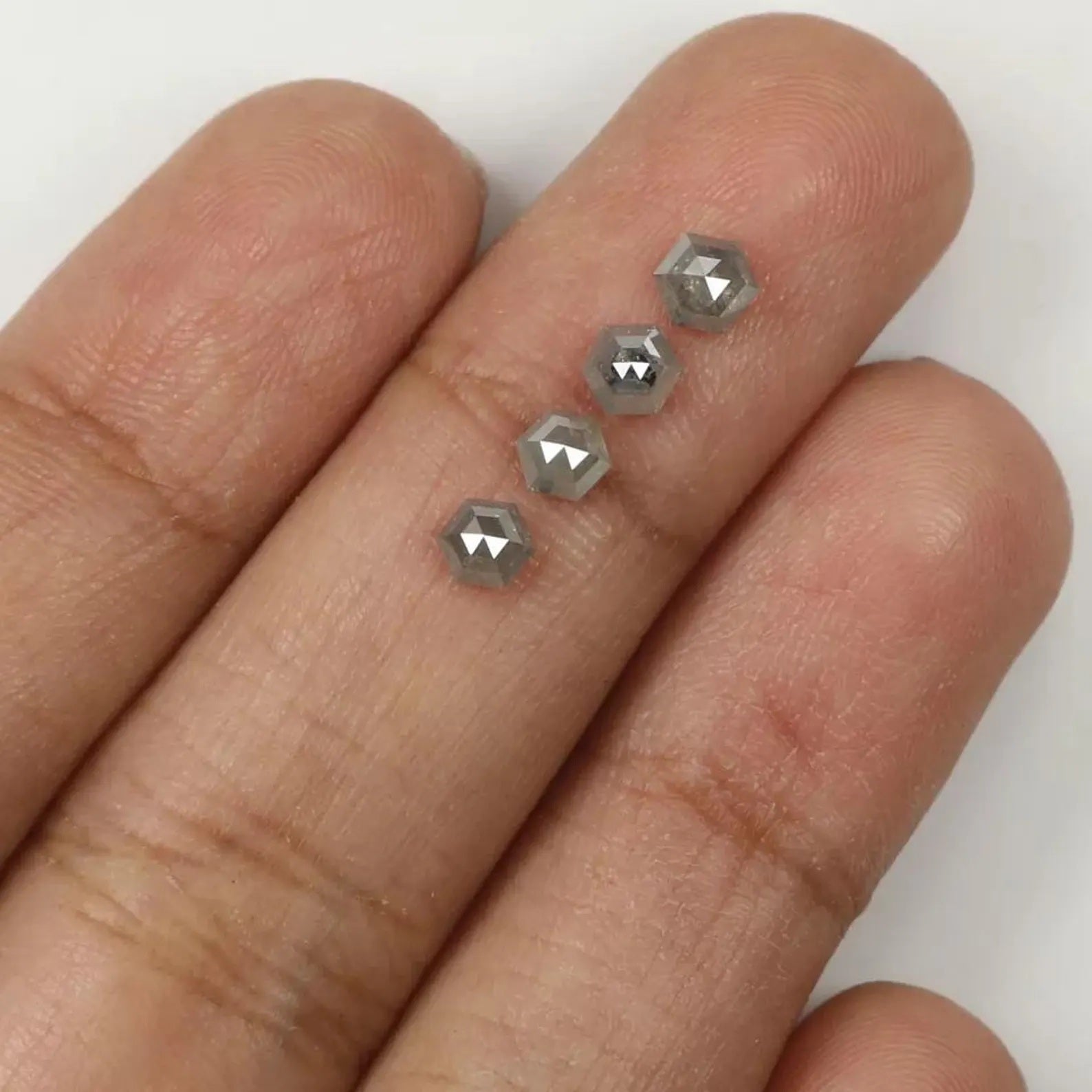 1.14 CT Natural Loose Hexagon Cut Diamond Salt And Pepper Hexagon Diamond 3.50 MM Natural Diamond Grey Color Hexagon Rose Cut Diamond NQ8779