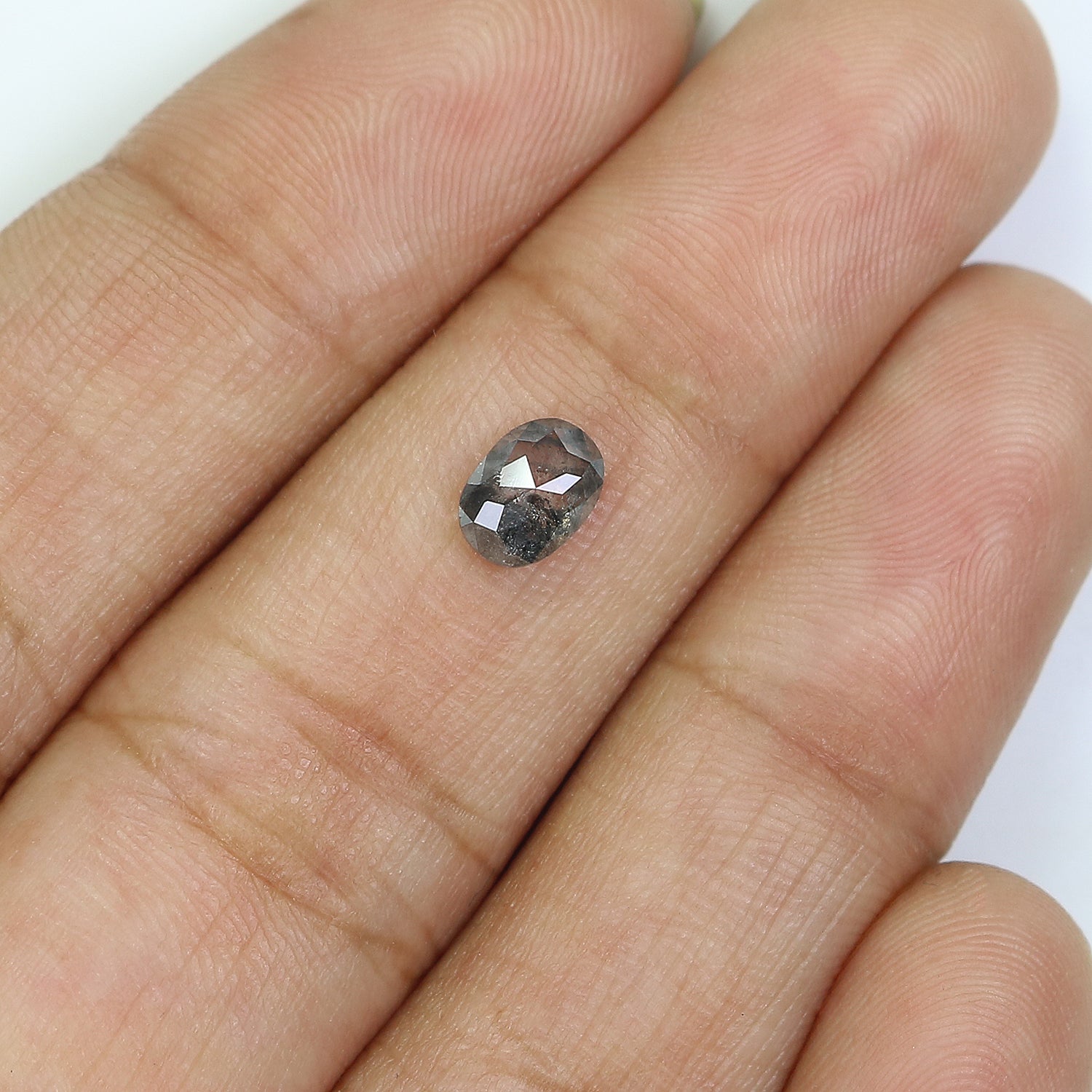 0.64 CT Natural Loose Oval Shape Diamond Salt And Pepper Oval Cut Diamond 6.10 MM Natural Black Grey Color Oval Rose Cut Diamond LQ3304