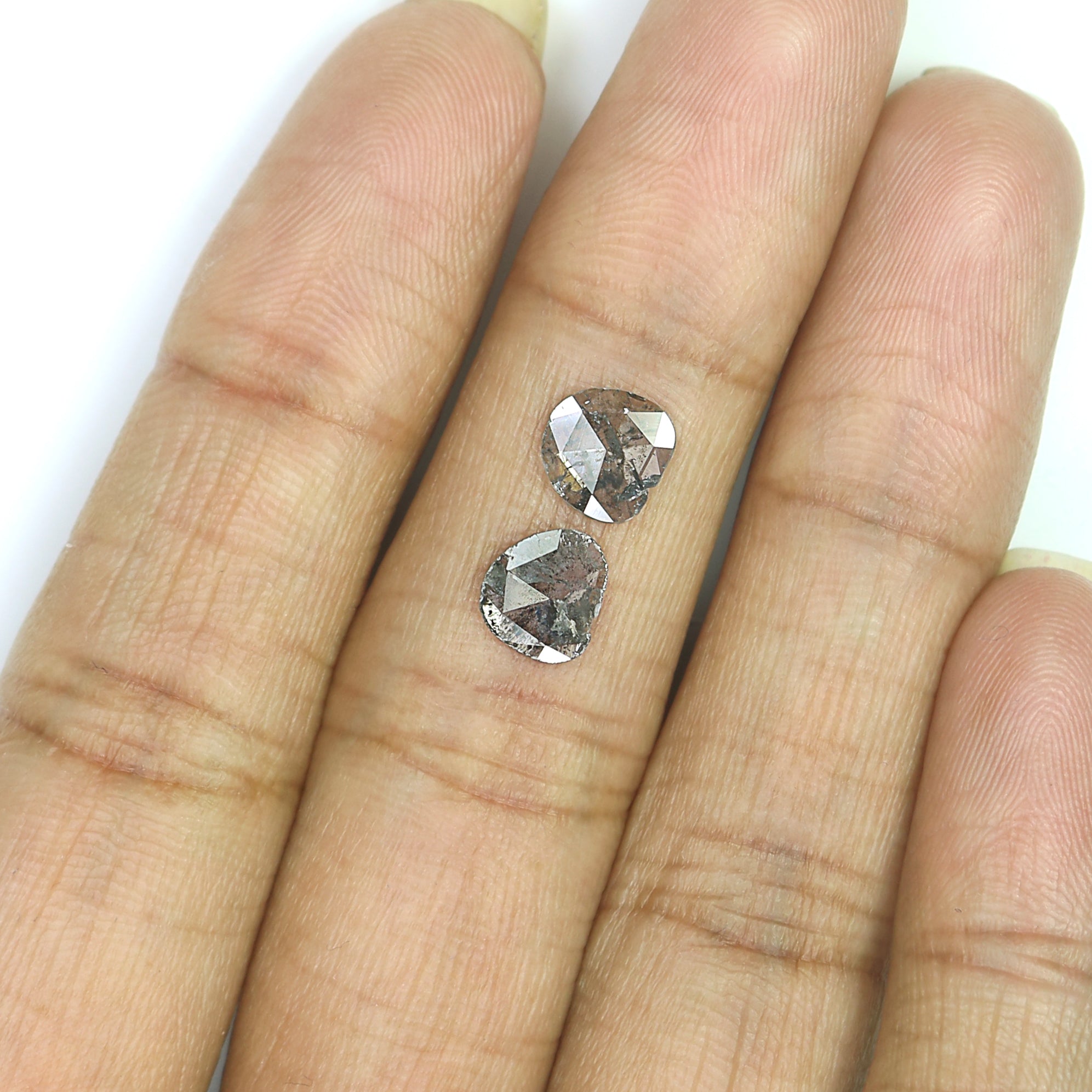 0.71 CT Natural Loose Slice Shape Diamond Salt And Pepper Uncut Diamond 6.80 MM Natural Black Grey Color Slice Irregular Cut Diamond N2644