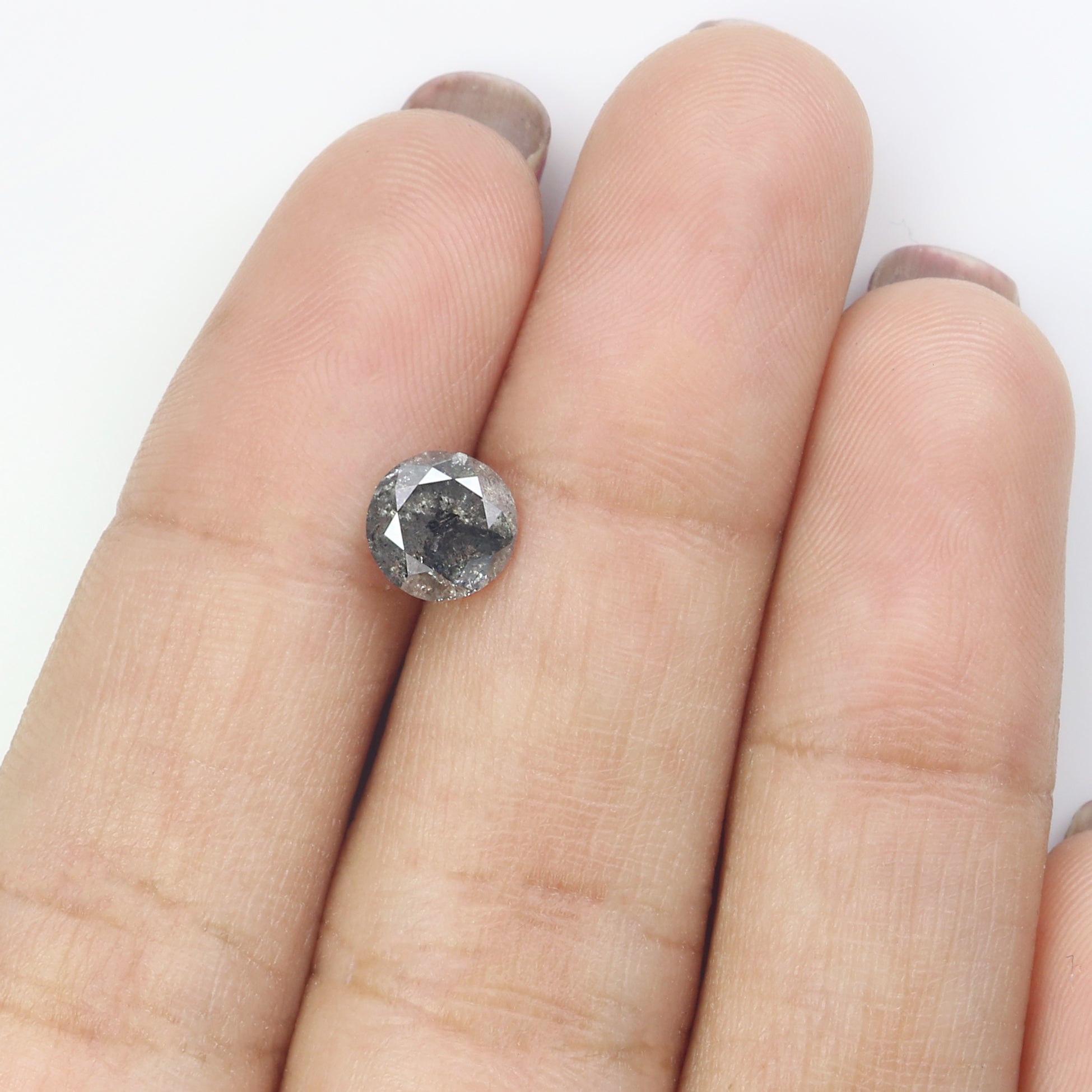 1.26 CT Natural Loose Round Shape Diamond Salt And Pepper Round Cut Diamond 6.55 MM Natural Loose Diamond Round Brilliant Cut Diamond LQ1419