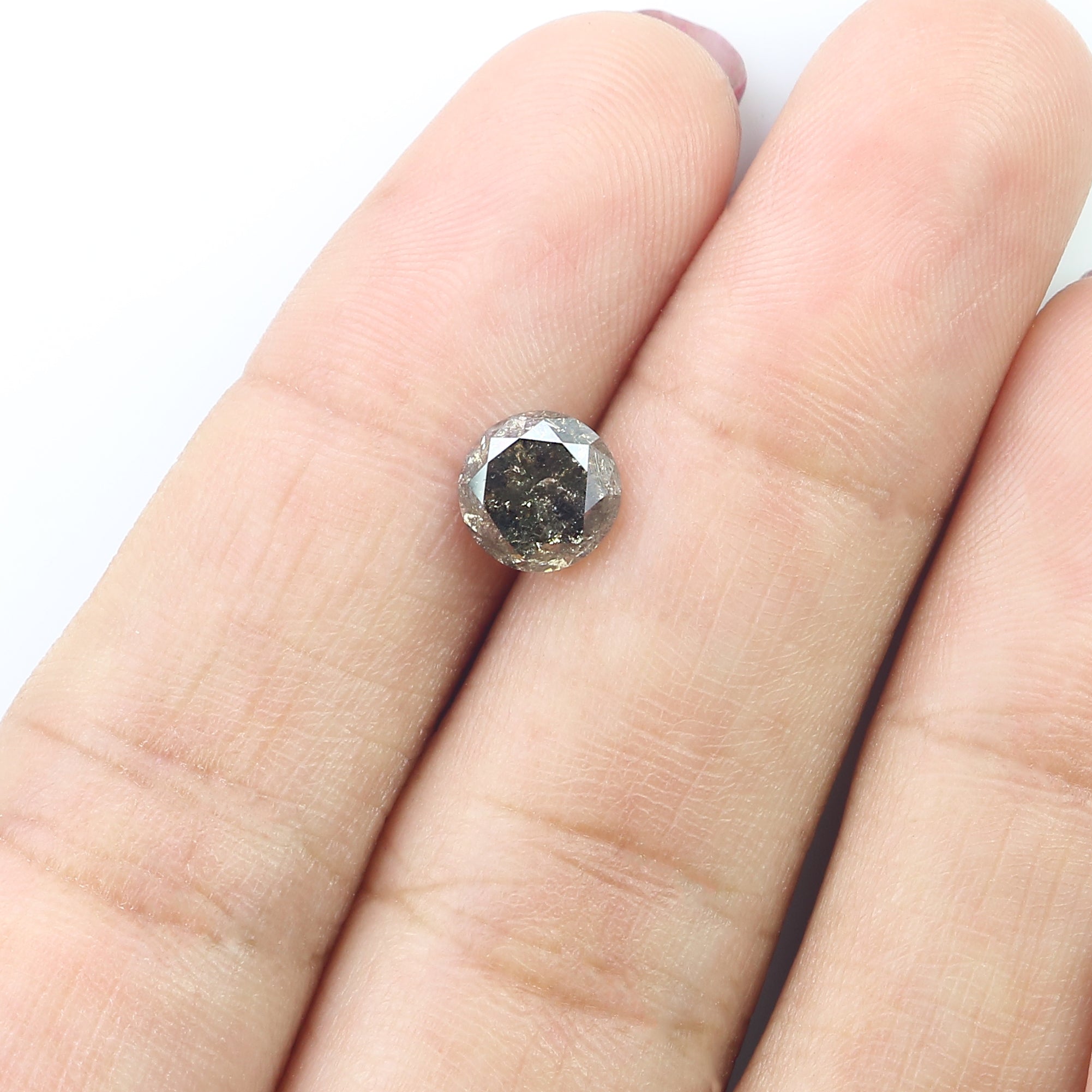 1.48 CT Natural Loose Round Shape Diamond Salt And Pepper Round Cut Diamond 6.70 MM Natural Loose Diamond Round Brilliant Cut Diamond LQ8699