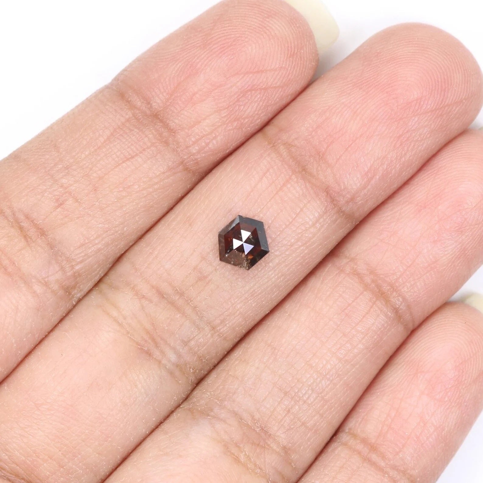 0.75 CT Natural Loose Hexagon Shape Diamond Brown Color Hexagon Diamond 5.30 MM Natural Loose Brown Hexagon Shape Rose Cut Diamond NQ8112