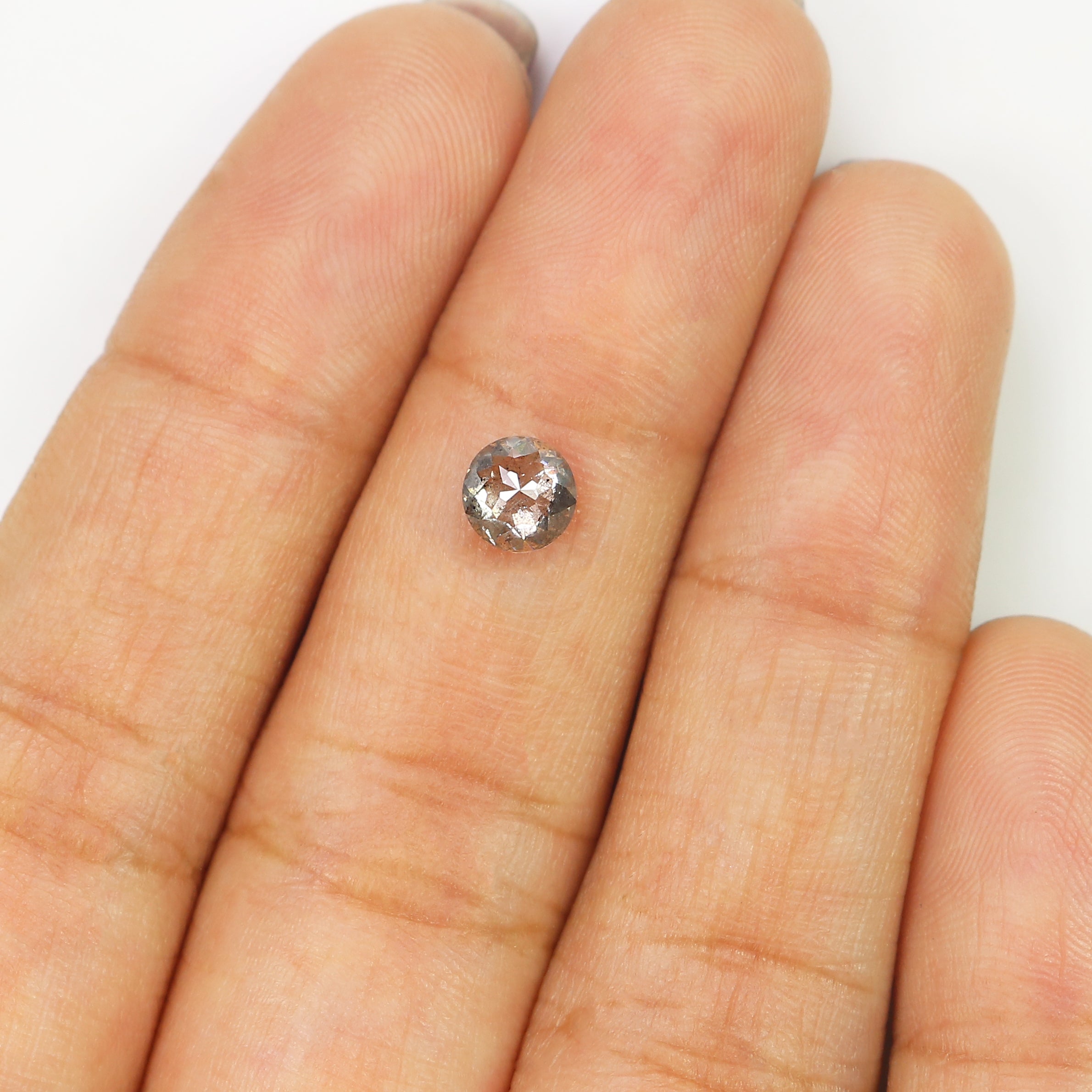 0.66 Ct Natural Loose Round Rose Cut Diamond Salt And Pepper Round Shape Diamond 5.20 MM Natural Black Grey Round Rose Cut Diamond LQ9291