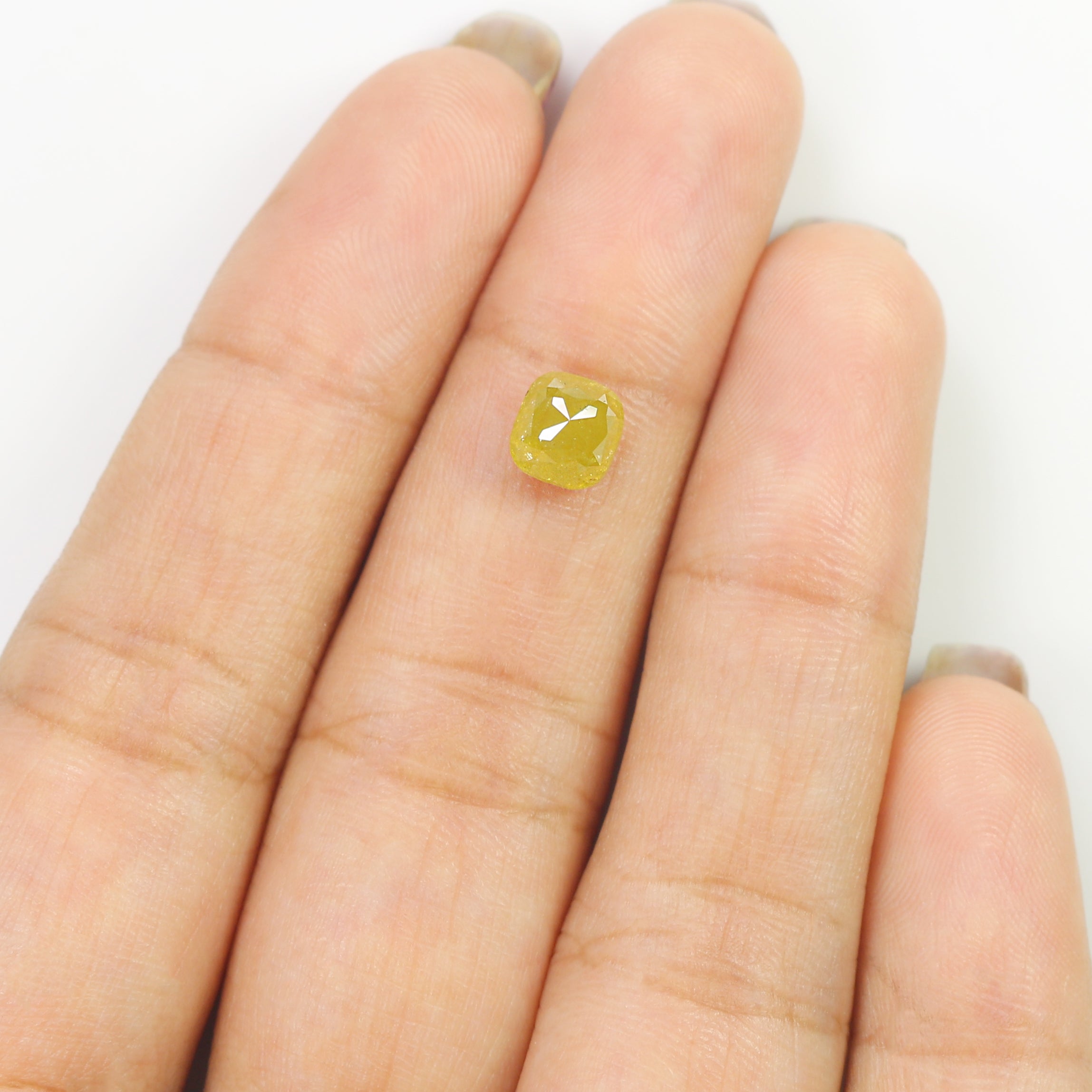 1.35 CT Natural Loose Cushion Shape Diamond Yellow Color Cushion Cut Diamond 5.95 MM Natural Yellow Color Cushion Rose Cut Diamond LQ2146