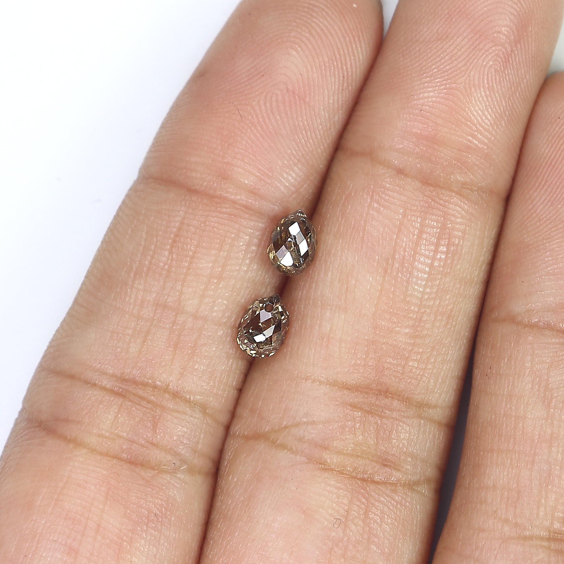 1.28 Ct Natural Loose Briolette Shape Diamond Brown Color Drop Cut Diamond 5.25 MM Natural Brown Diamond Briolette Rose Cut Diamond LQ148