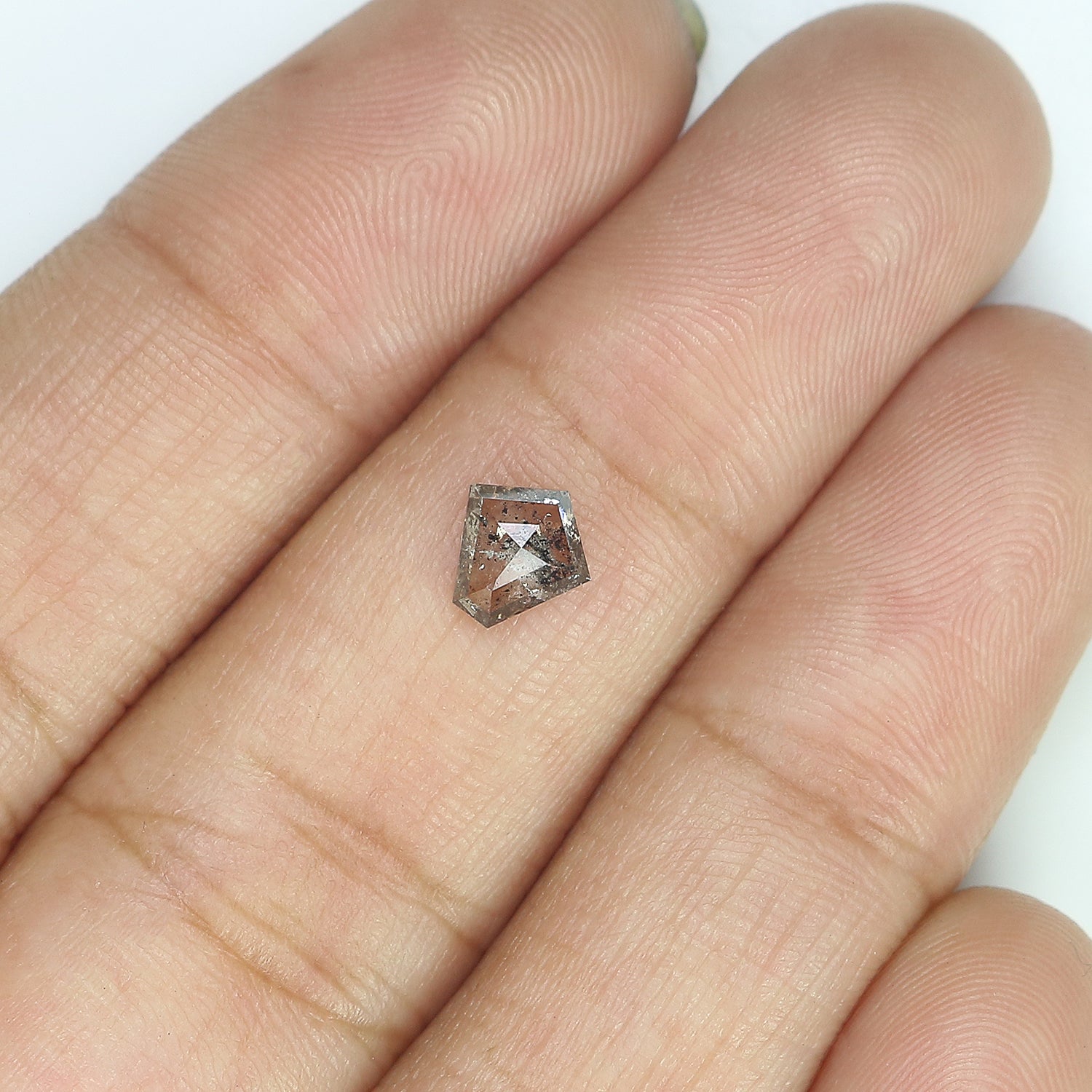 0.72 CT Natural Loose Pentagon Shape Diamond Salt And Pepper Pentagon Cut Diamond 6.00 MM Black Gray Color Pentagon Rose Cut Diamond QL9518