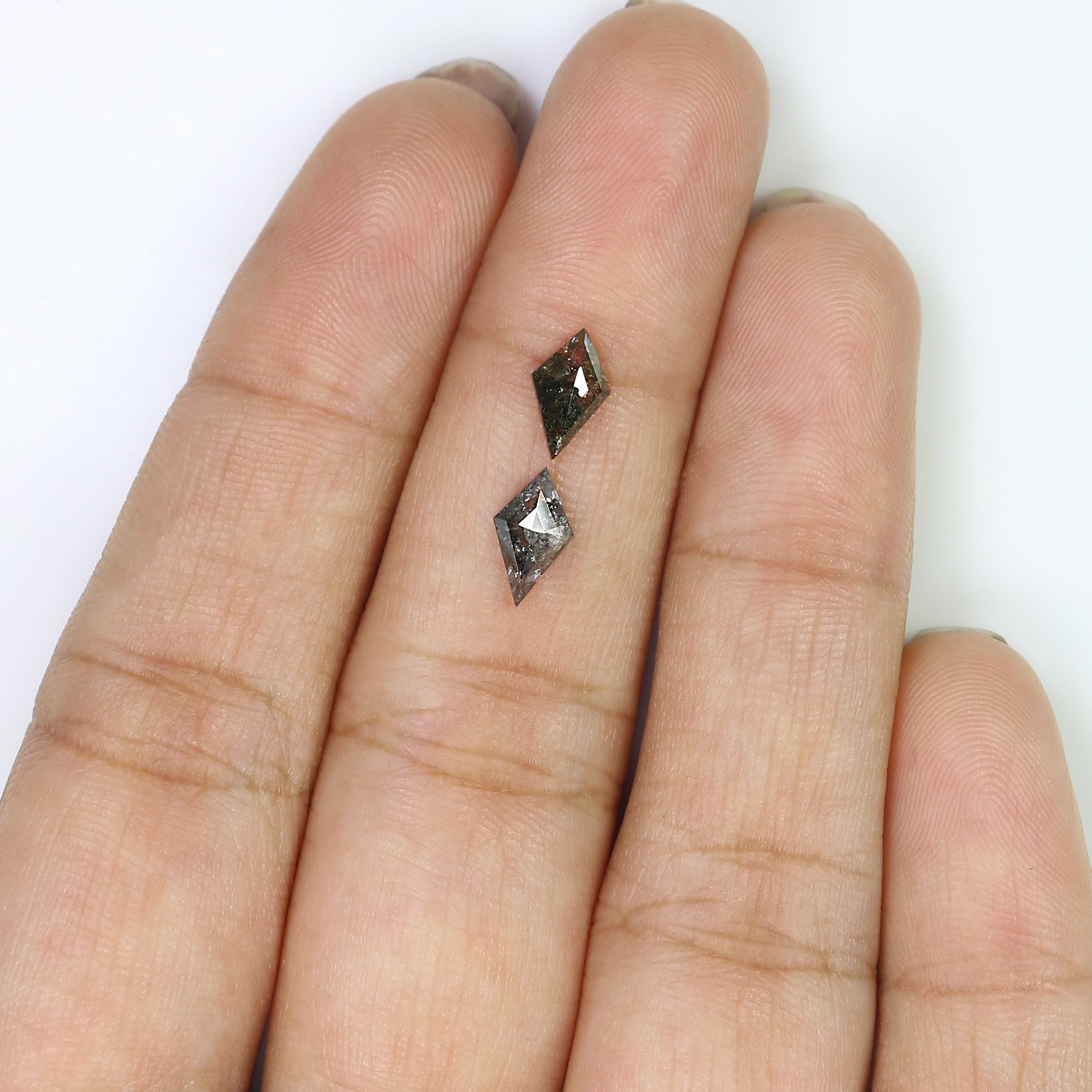 0.79 CT Natural Loose Kite Shape Pair Diamond Salt And Pepper Kite Cut Diamond 7.95 MM Natural Black Grey Color Kite Rose Cut Diamond L3394