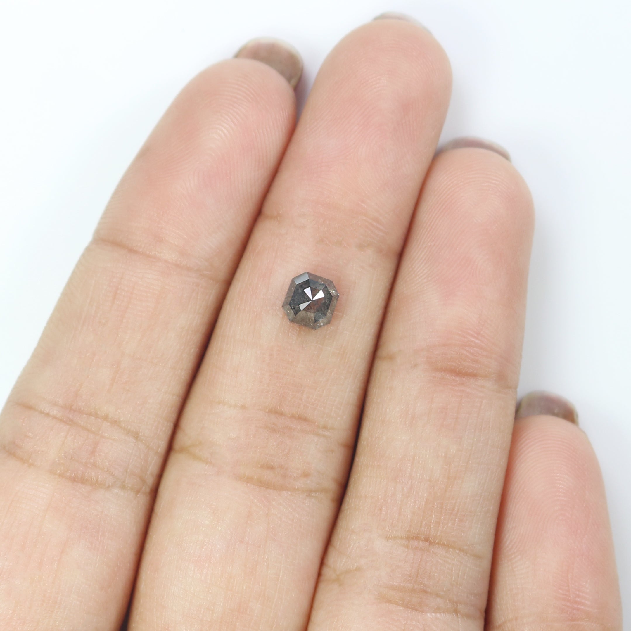 0.87 CT Natural Loose Radiant Shape Diamond Salt And Pepper Radiant Cut Diamond 4.90 MM Natural Black Grey Radiant Rose Cut Diamond LQ5859