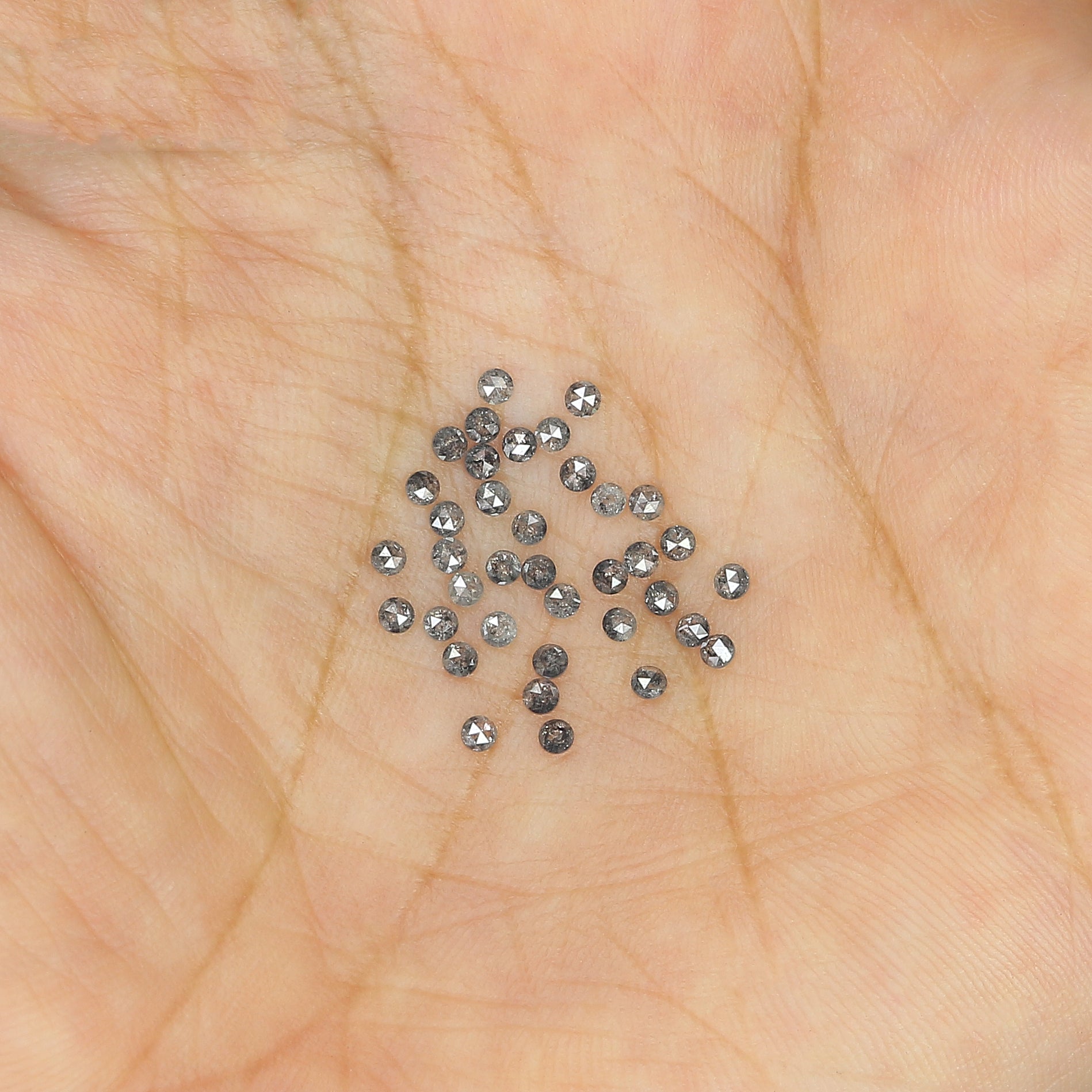 0.94 Ct Natural Loose Round Rose Cut Diamond Salt And Pepper Round Shape Diamond 1.70 MM Natural Black Grey Round Rose Cut Diamond LQ1373