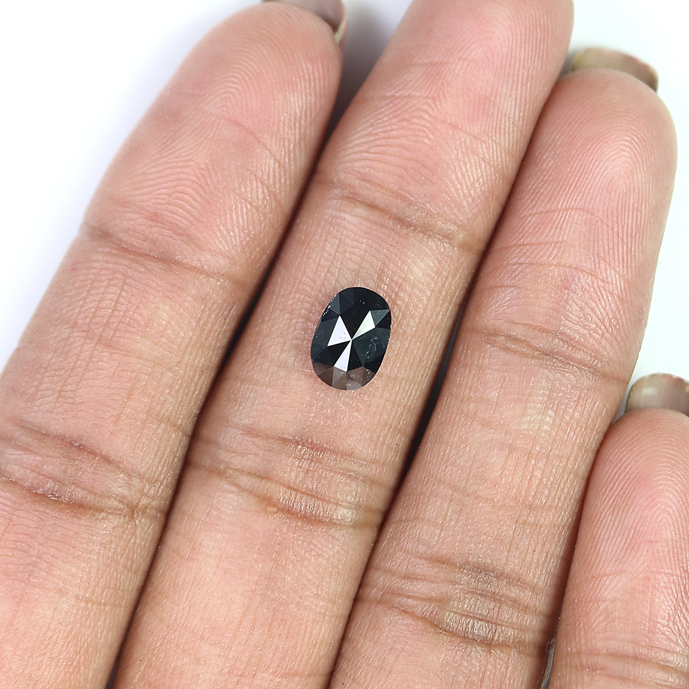 1.27 CT Natural Loose Oval Shape Diamond Black Color Oval Cut Diamond 8.10 MM Natural Loose Black Color Diamond Oval Rose Cut Diamond KQ1845