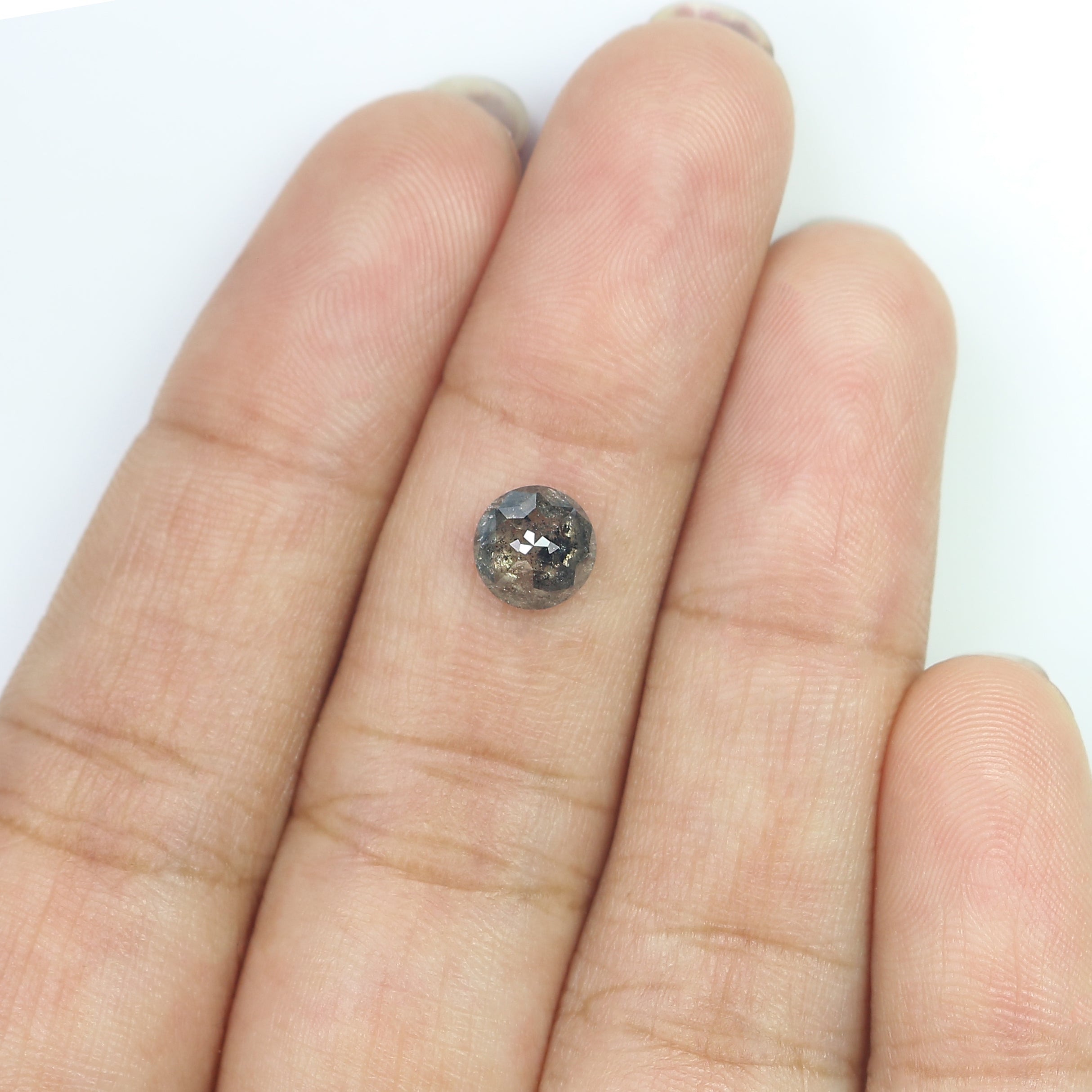 0.95 CT Natural Loose Round Rose Cut Diamond Salt And Pepper Round Shape Diamond 6.30 MM Natural Black Grey Round Rose Cut Diamond LQ966