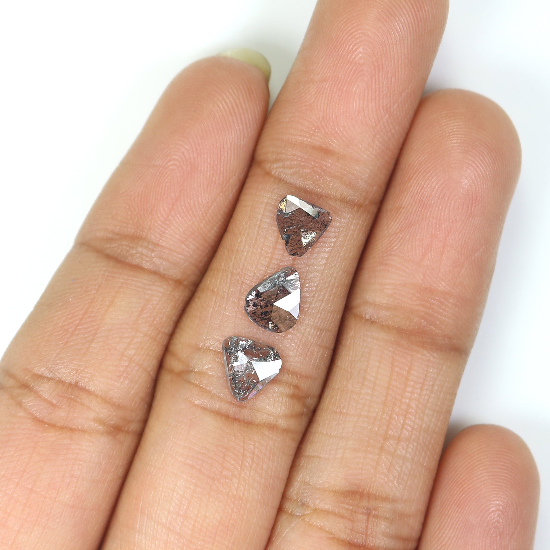 0.82 CT Natural Loose Slice Shape Diamond Salt And Pepper Slice Uncut Diamond 6.30 MM Natural Black Grey Color Slice Rose Cut Diamond N2629