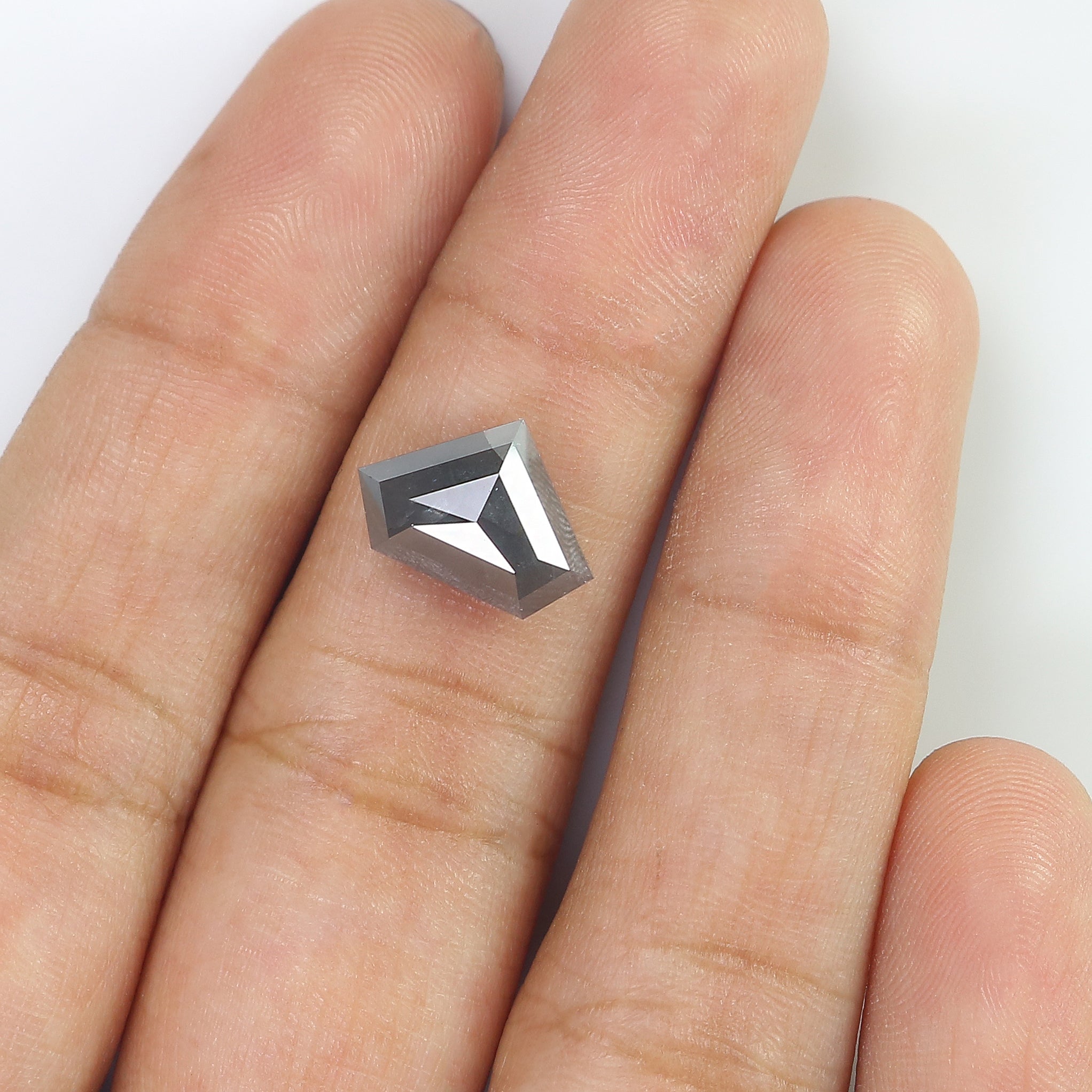 3.45 Ct Natural Loose Shield Shape Diamond Salt And Pepper Shield Shape Diamond 8.70 MM Natural Gray Color Shield Rose Cut Diamond QL1055