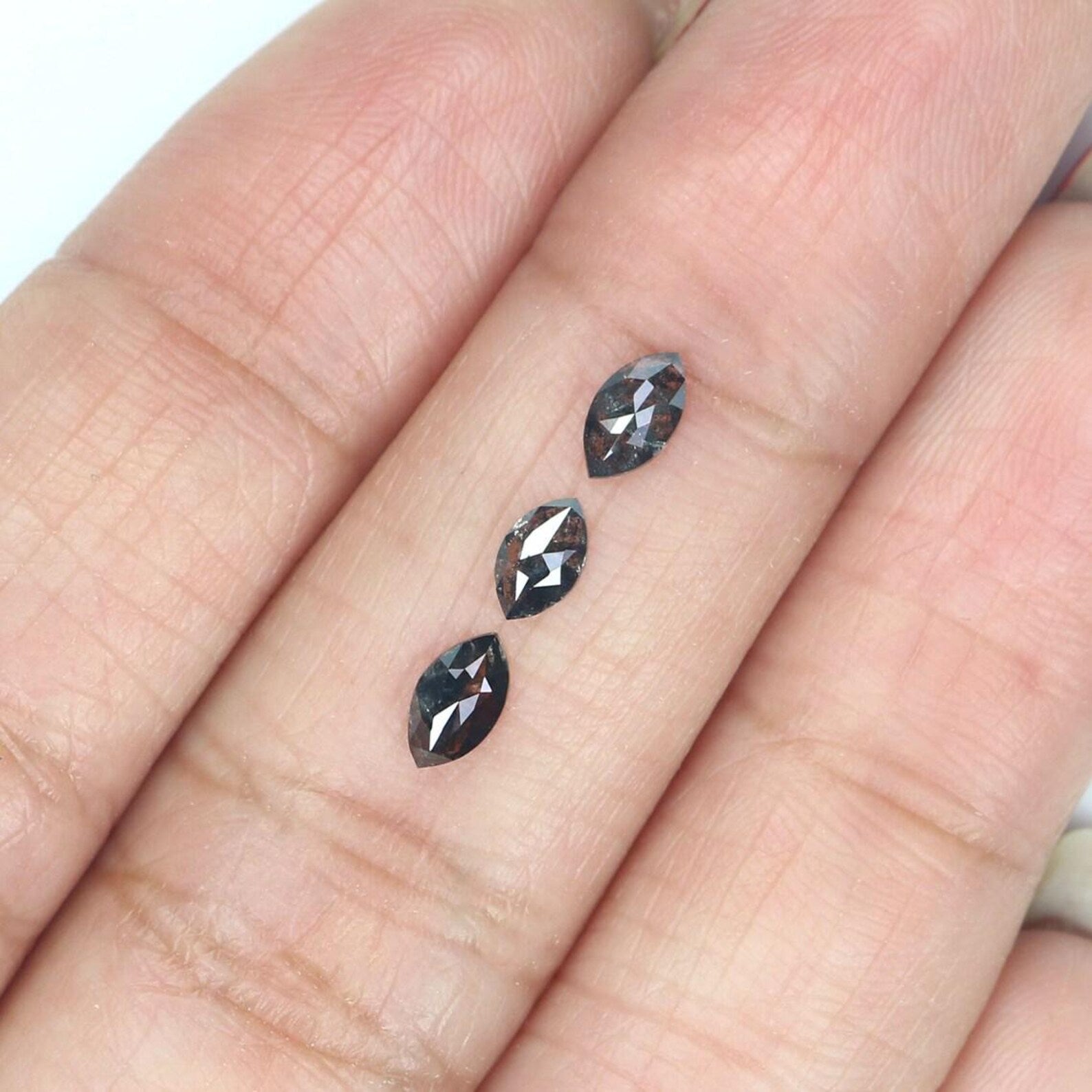 0.52 CT Natural Loose Marquise Shape Diamond Salt And Pepper Marquise Diamond 4.75 MM Black Gray Color Marquise Rose Cut Diamond NQ2109