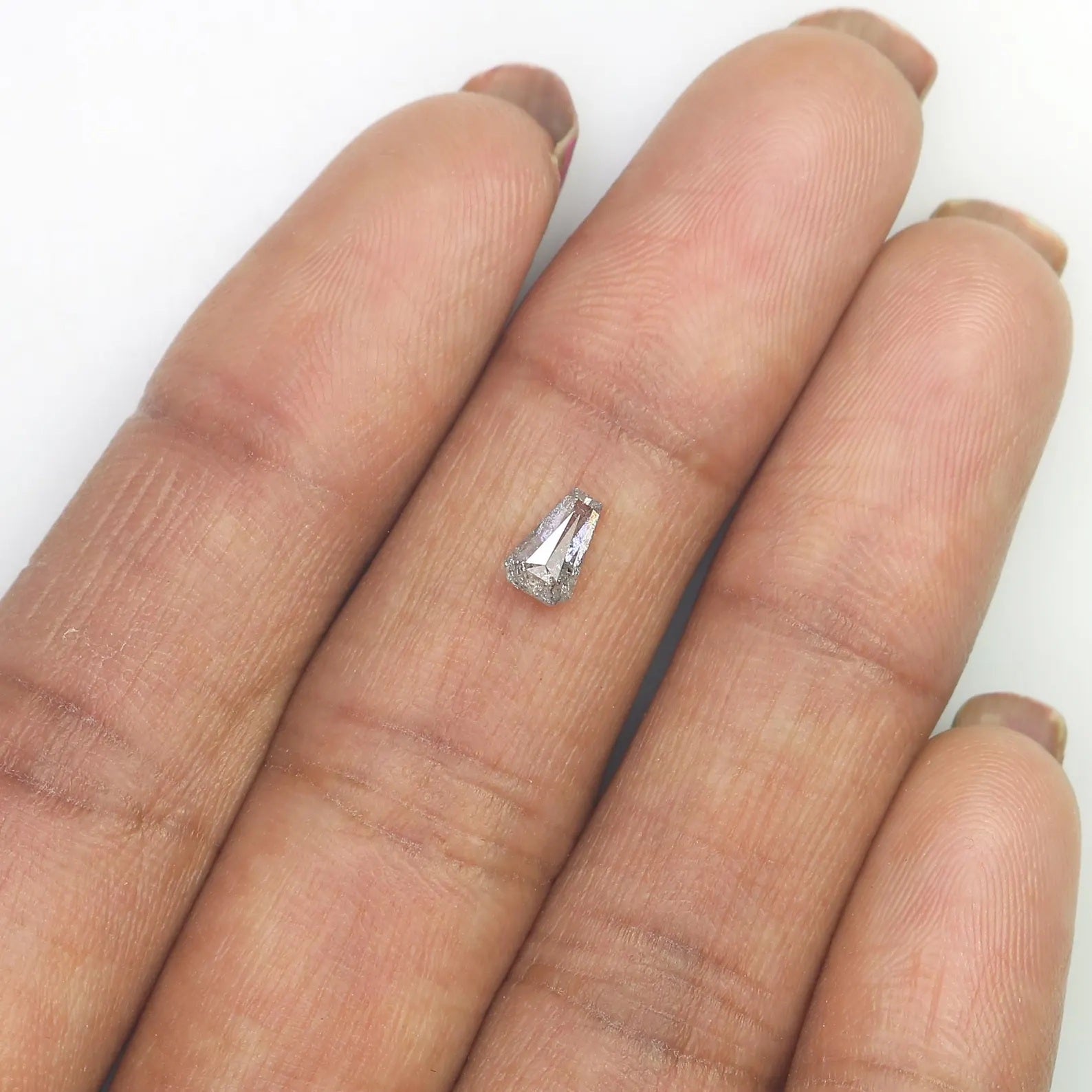 0.43 Ct Natural Loose Coffin Shape Diamond Salt Pepper Coffin Cut Diamond 5.90 MM Natural Black Grey Color Coffin Rose Cut Diamond QN914