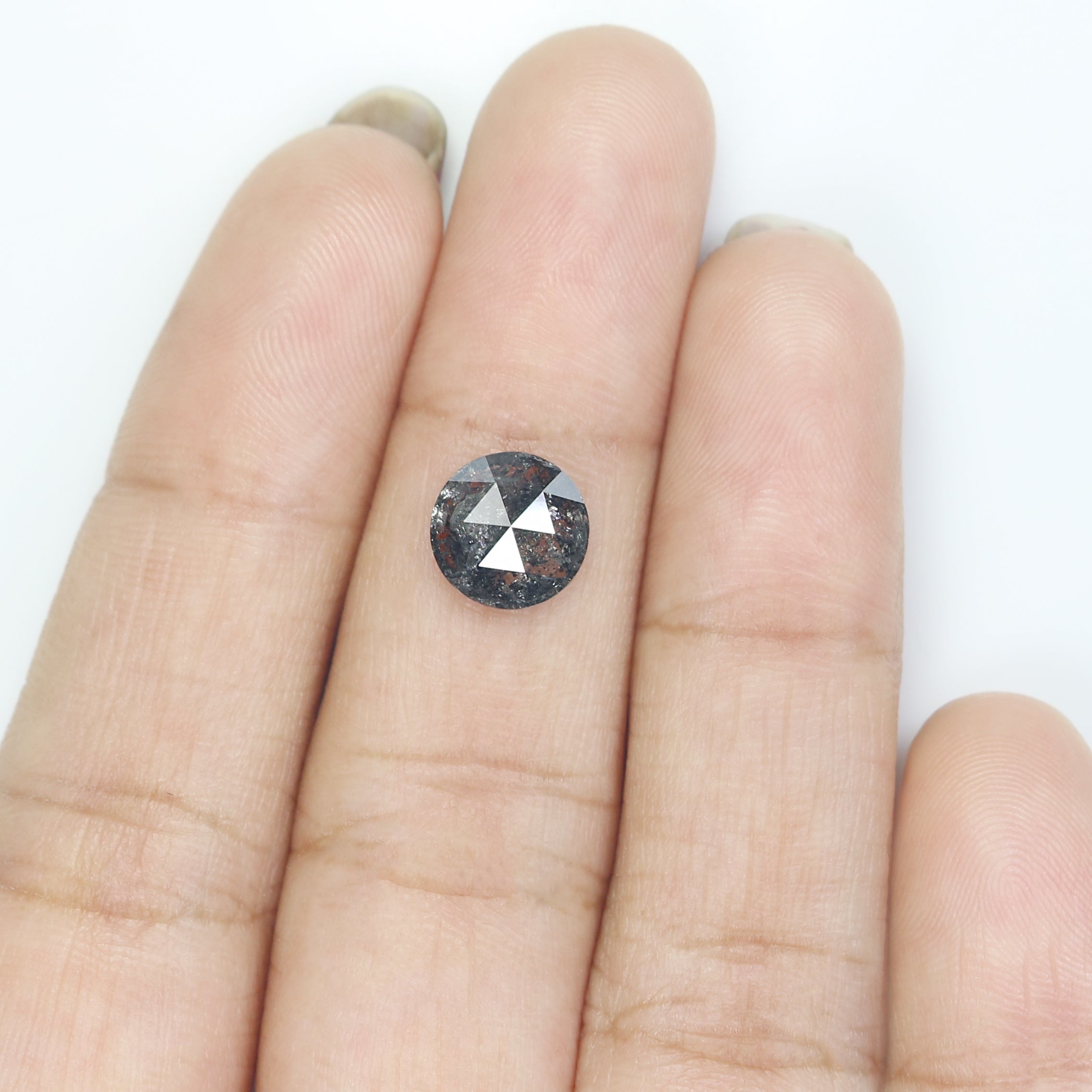 1.80 Ct Natural Loose Round Rose Cut Diamond Black Grey Color Rose Cut Diamond 8.10 MM Natural Loose Salt And Pepper Rose Cut Diamond QL1536