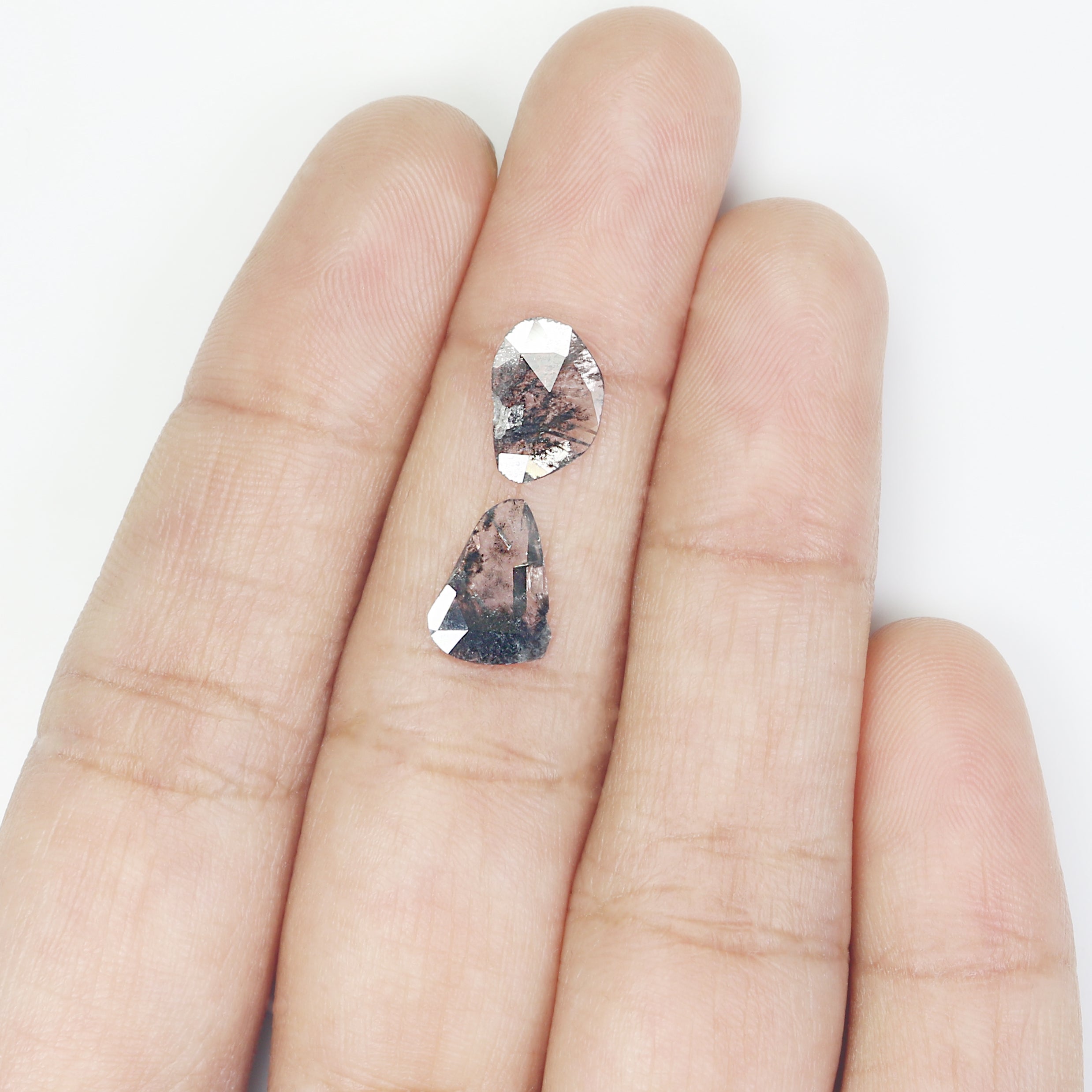 1.14 CT Natural Loose Slice Shape Diamond Salt And Pepper Slice Cut Diamond 9.65 MM Natural Black Grey Diamond Irregular Cut Diamond L3484