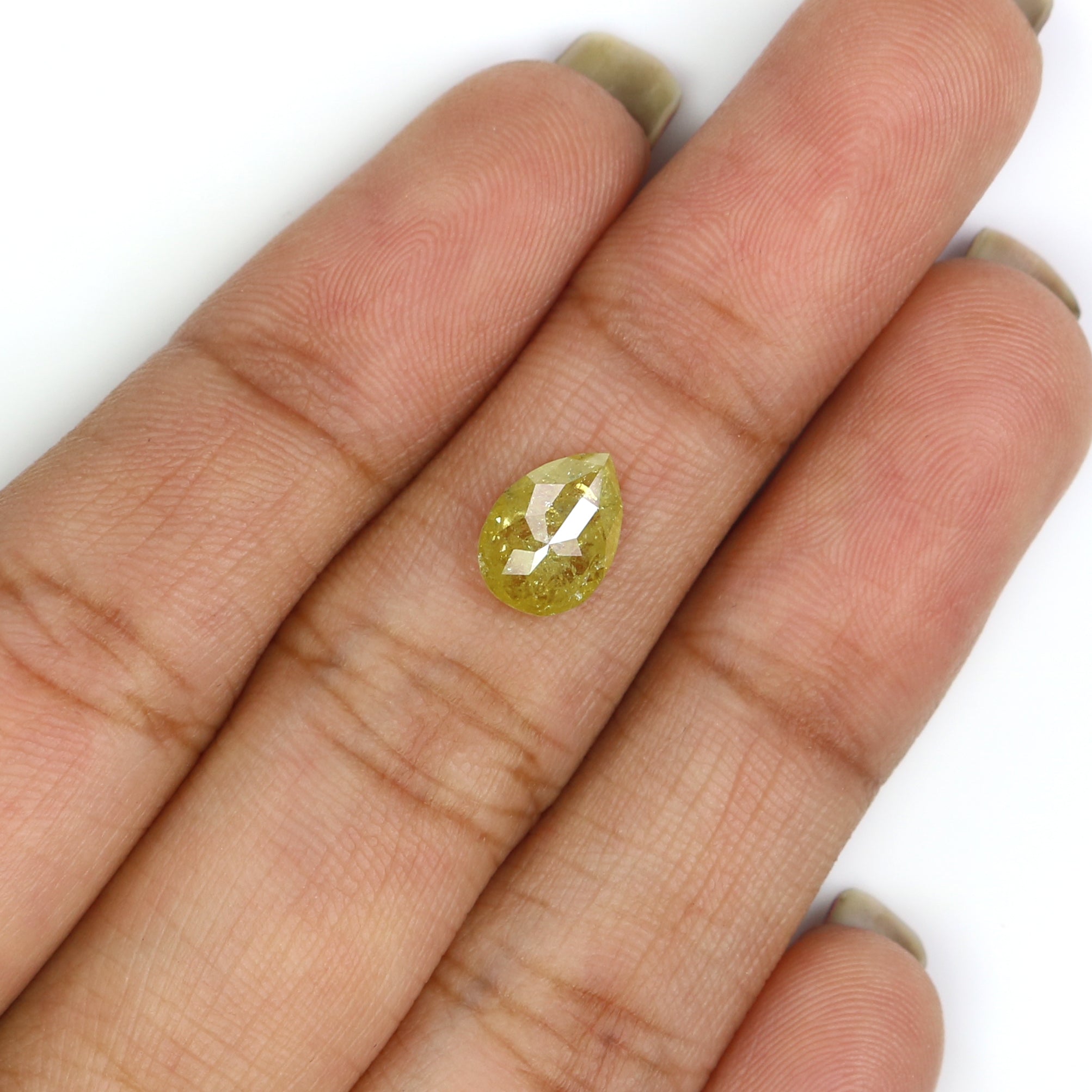 Natural Loose Pear Diamond, Yellow Color Pear Cut Diamond, Natural Loose Diamond, Pear Rose Cut Diamond, 1.25 CT Pear Shape Diamond L2886