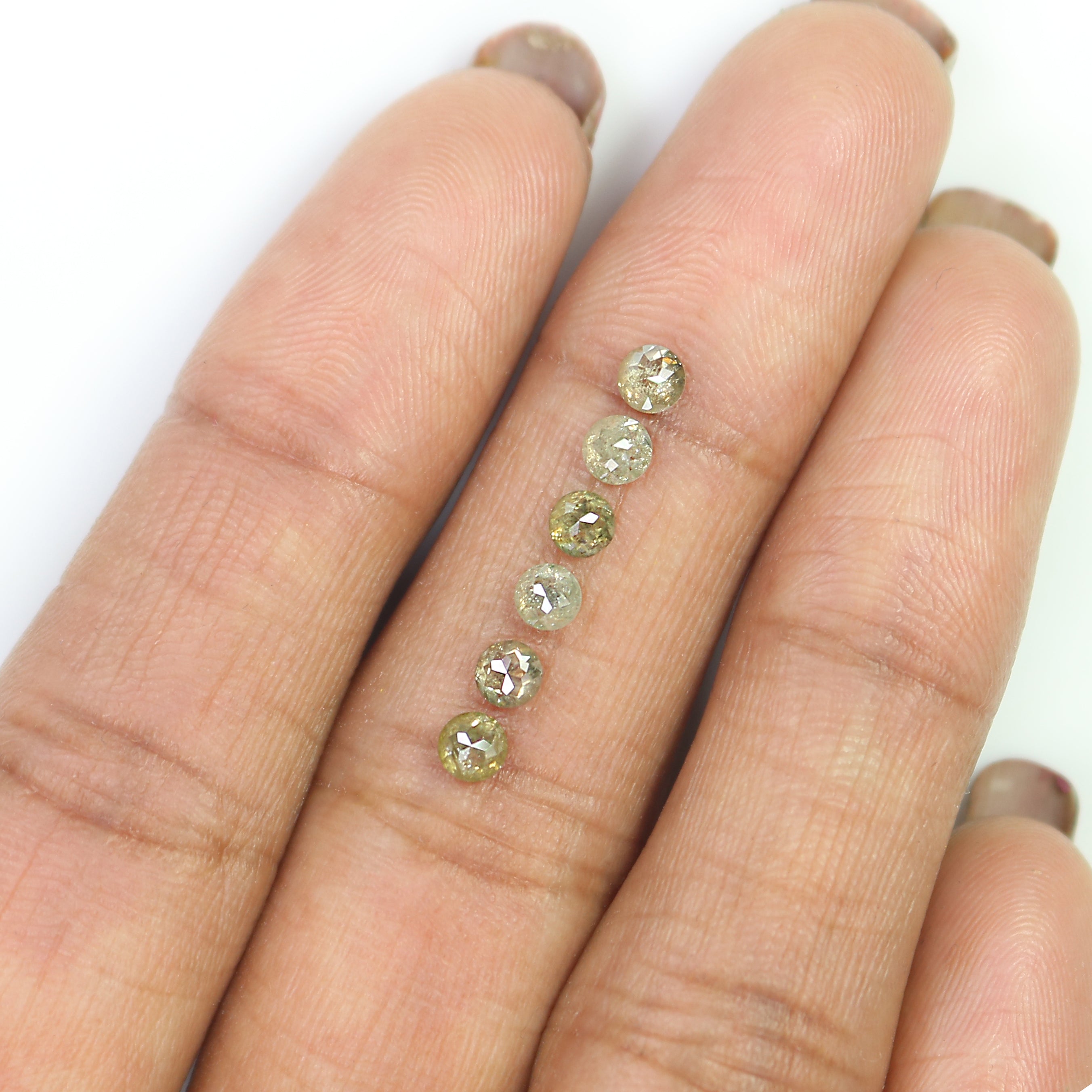 1.22 CT Natural Loose Round Rose Cut Diamond Grey Color Round Shape Diamond 3.30 MM Natural Loose Green Color Round Rose Cut Diamond LQ9692