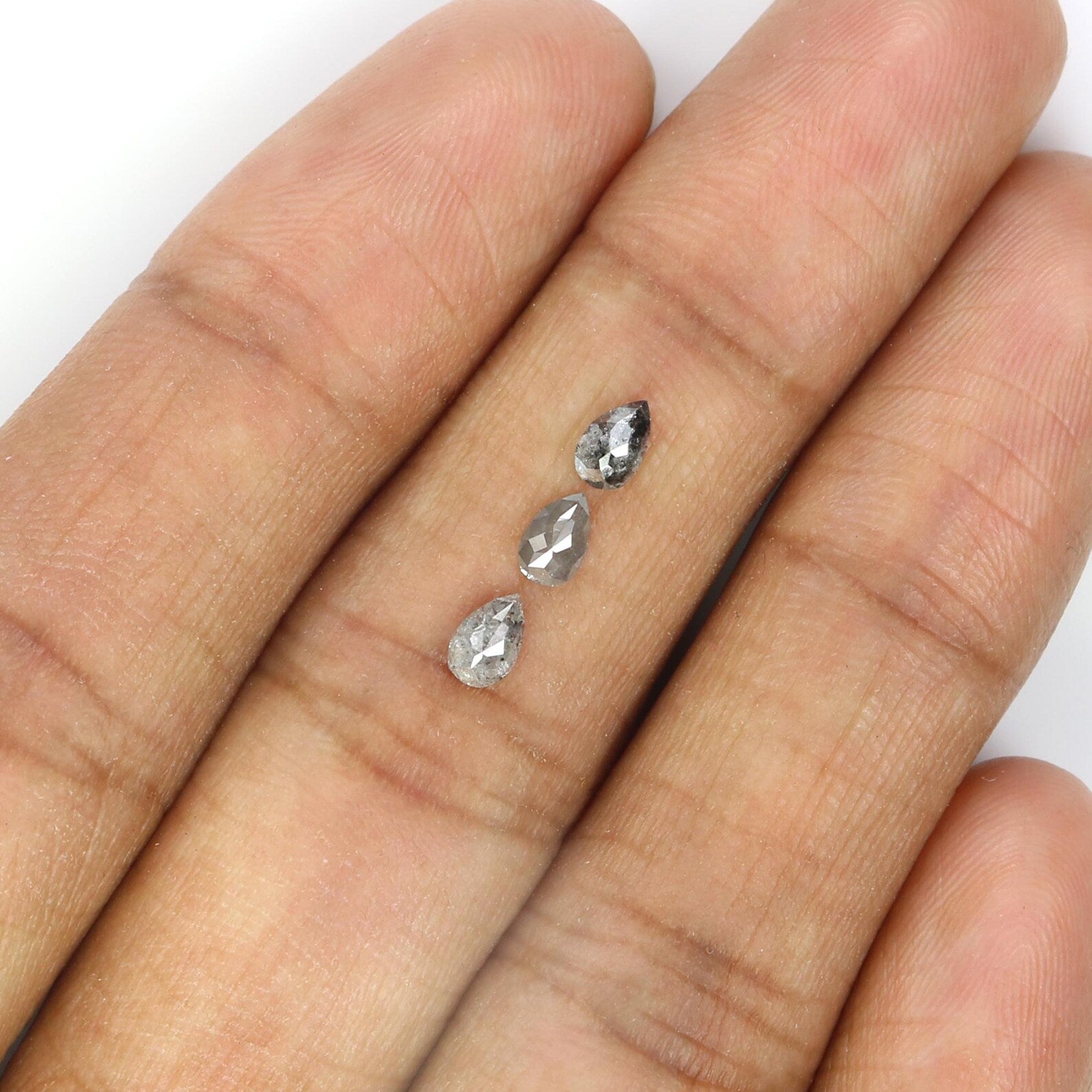 0.48 CT Natural Loose Pear Shape Diamond Salt And Pepper Pear Cut Diamond 4.65 MM Natural Black Grey Color Pear Rose Cut Diamond NQ2346