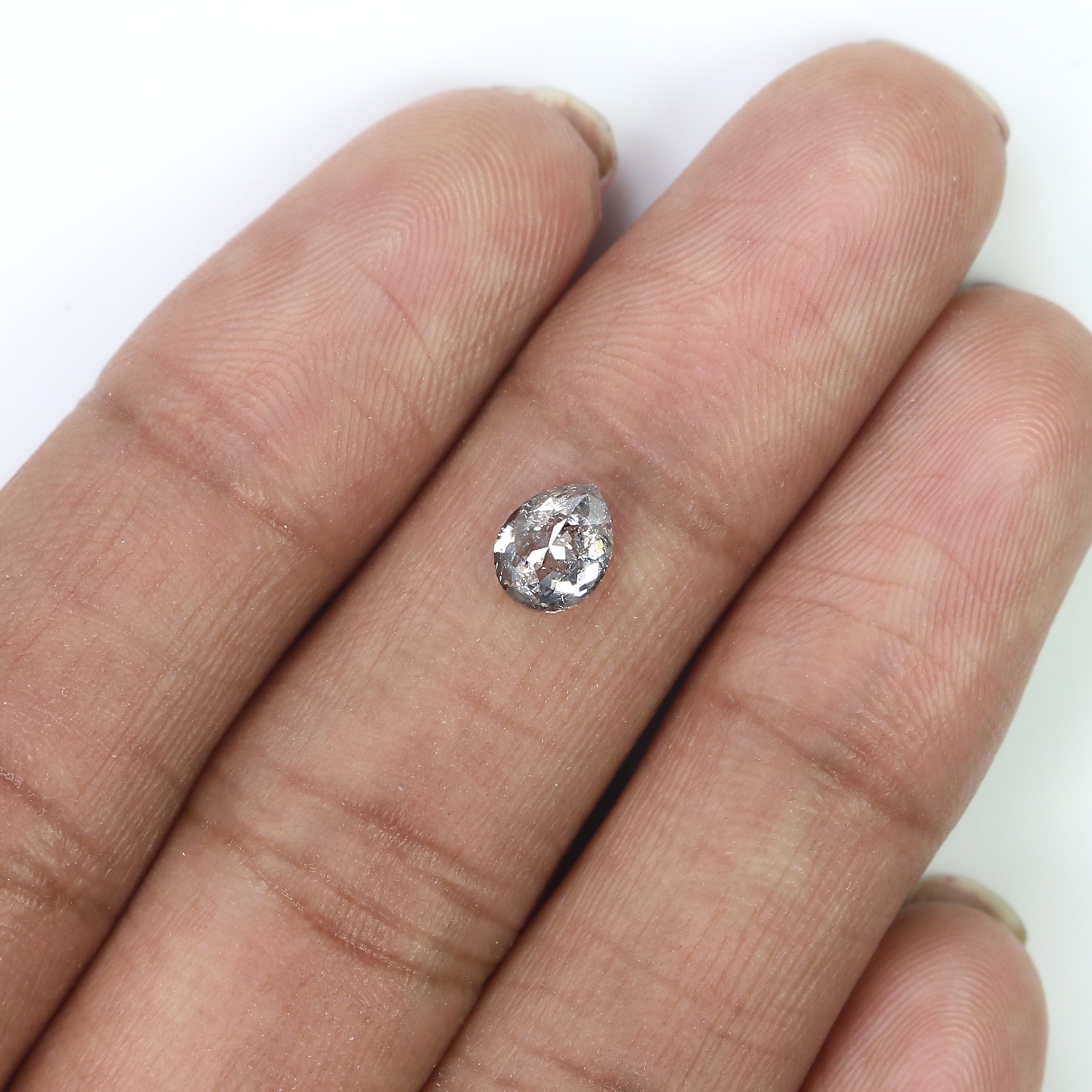 0.83 CT Natural Loose Pear Shape Diamond Salt And Pepper Pear Cut Diamond 6.30 MM Natural Black Grey Diamond Pear Rose Cut Diamond QL8506