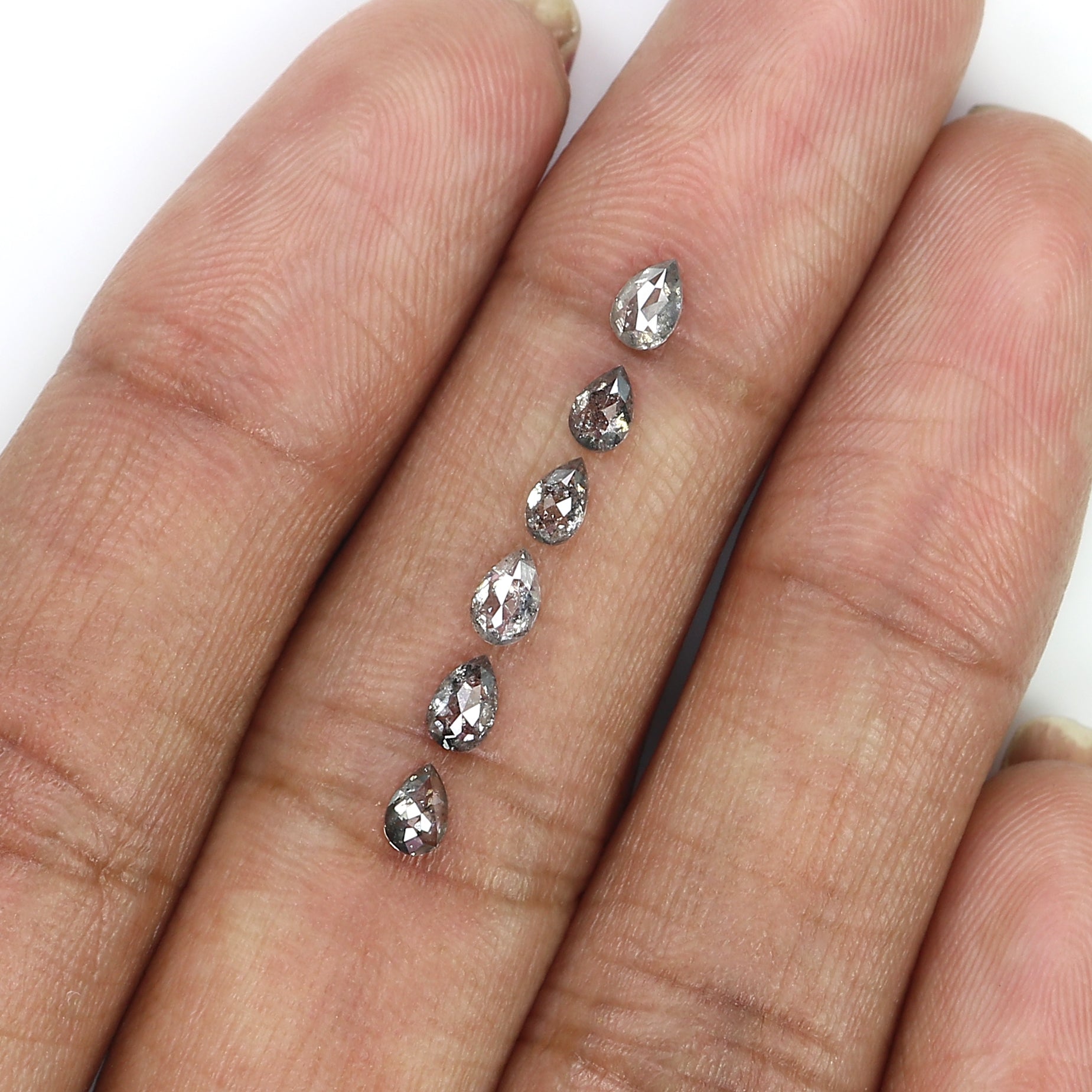 0.83 CT Natural Loose Pear Shape Diamond Salt And Pepper Pear Diamond 3.90 MM Natural Loose Black Grey Color Pear Rose Cut Diamond LQ1251