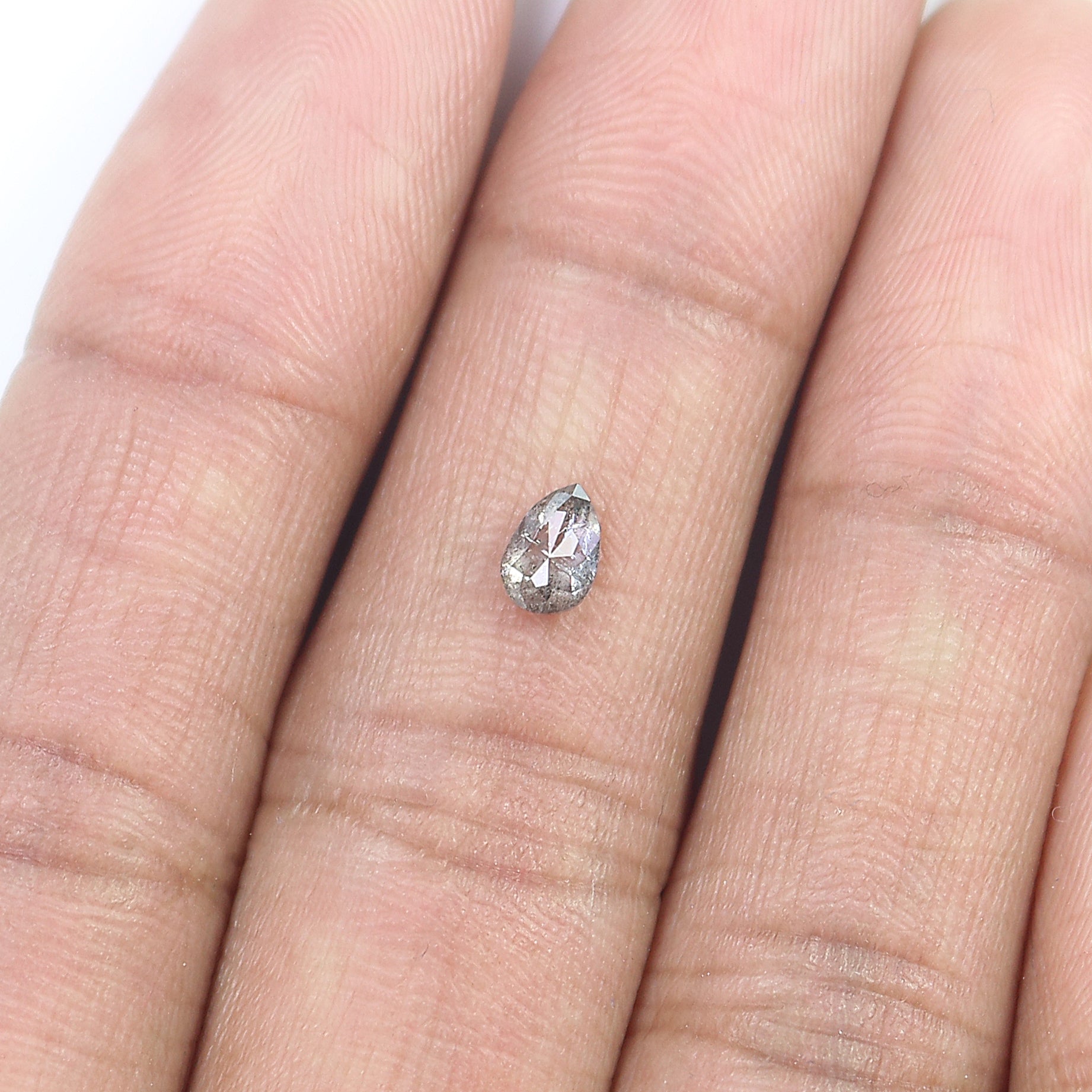 0.39 CT Natural Loose Pear Shape Diamond Salt And Pepper Pear Shape Diamond 5.40 MM Natural Black Grey Color Pear Rose Cut Diamond QLB280