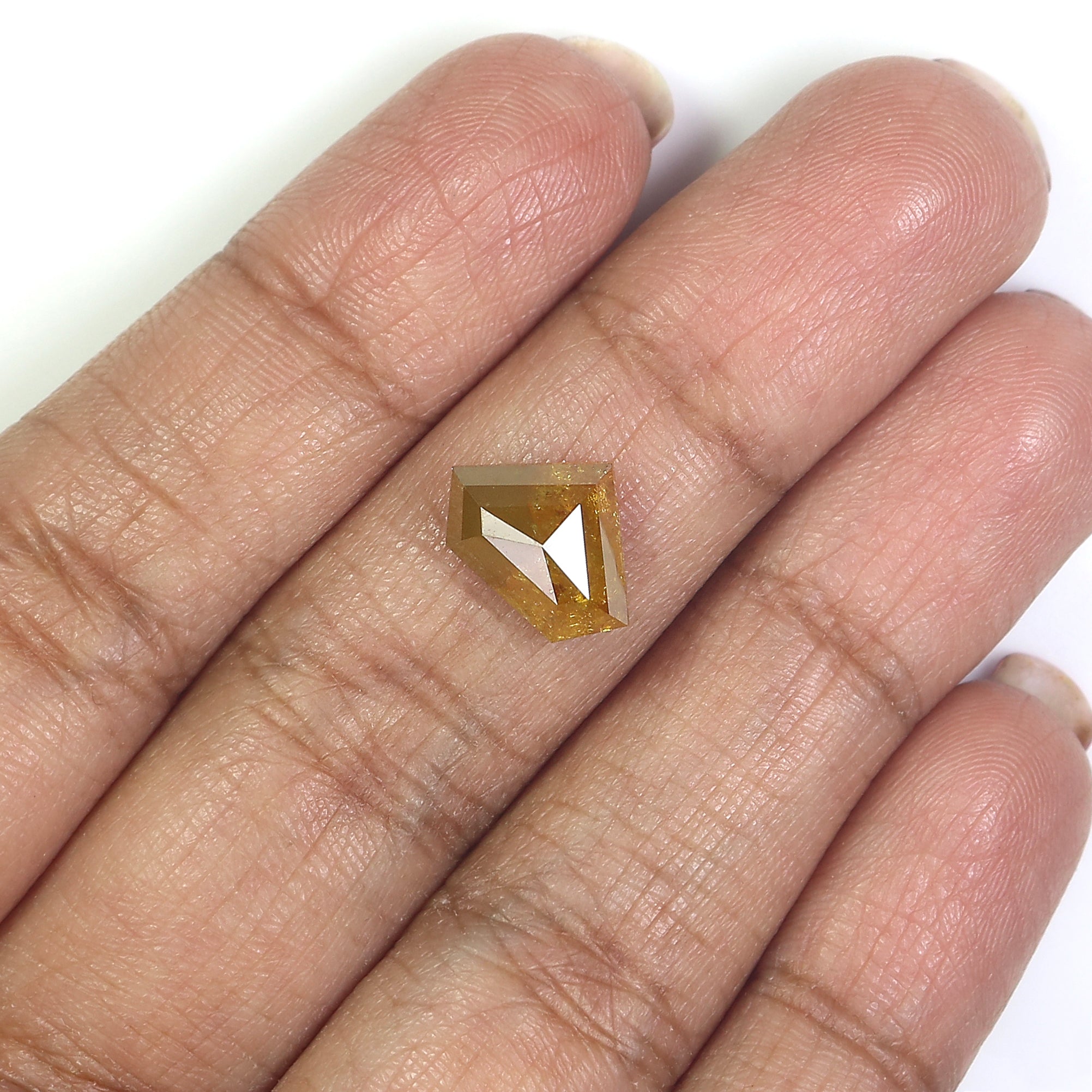 3.63 CT Natural Loose Shield Shape Diamond Yellow Color Shield Diamond 8.70 MM Natural Loose Yellow Diamond Shield Rose Cut Diamond QL9783