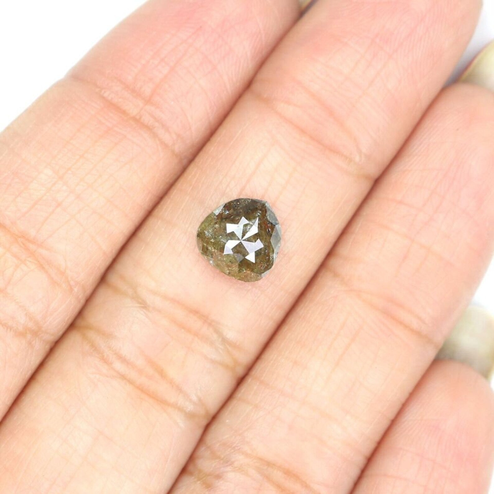 1.48 CT Natural Loose Pear Shape Diamond Green Brown Color Pear Shape Diamond 7.25 MM Natural Loose Diamond Pear Rose Cut Diamond NQ8692