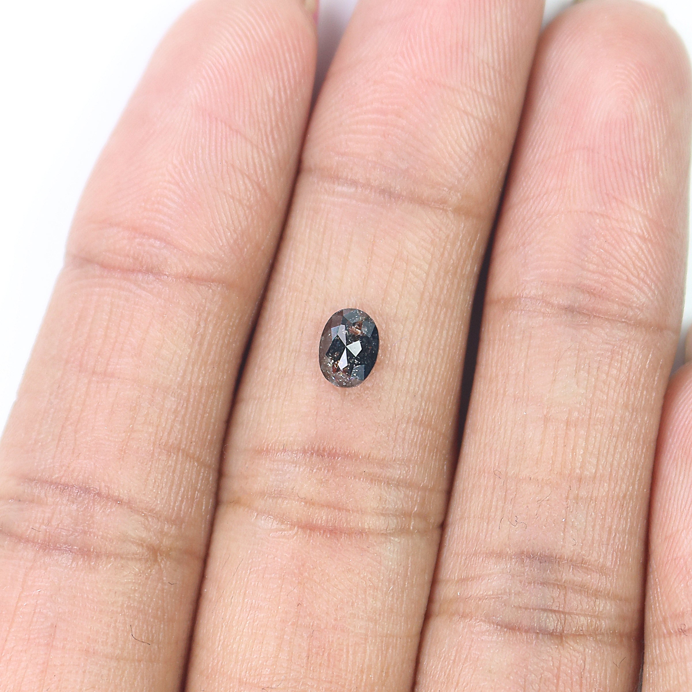0.51 CT Natural Loose Oval Shape Diamond Salt And Pepper Oval Rose Cut Diamond 5.60 MM Black Grey Color Oval Shape Rose Cut Diamond QK2334