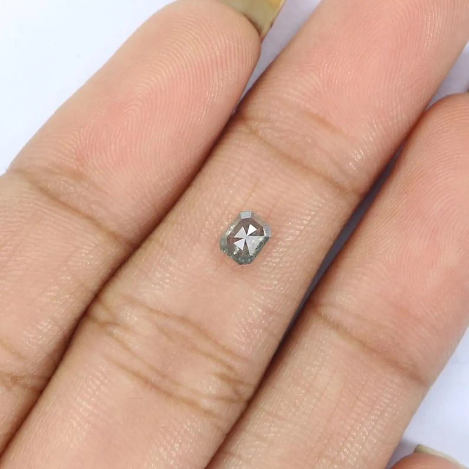 0.30 CT Natural Loose Emerald Shape Diamond Salt And Pepper Emerald Diamond 4.20 MM Natural Black Grey Color Emerald Rose Cut Diamond NQ2153