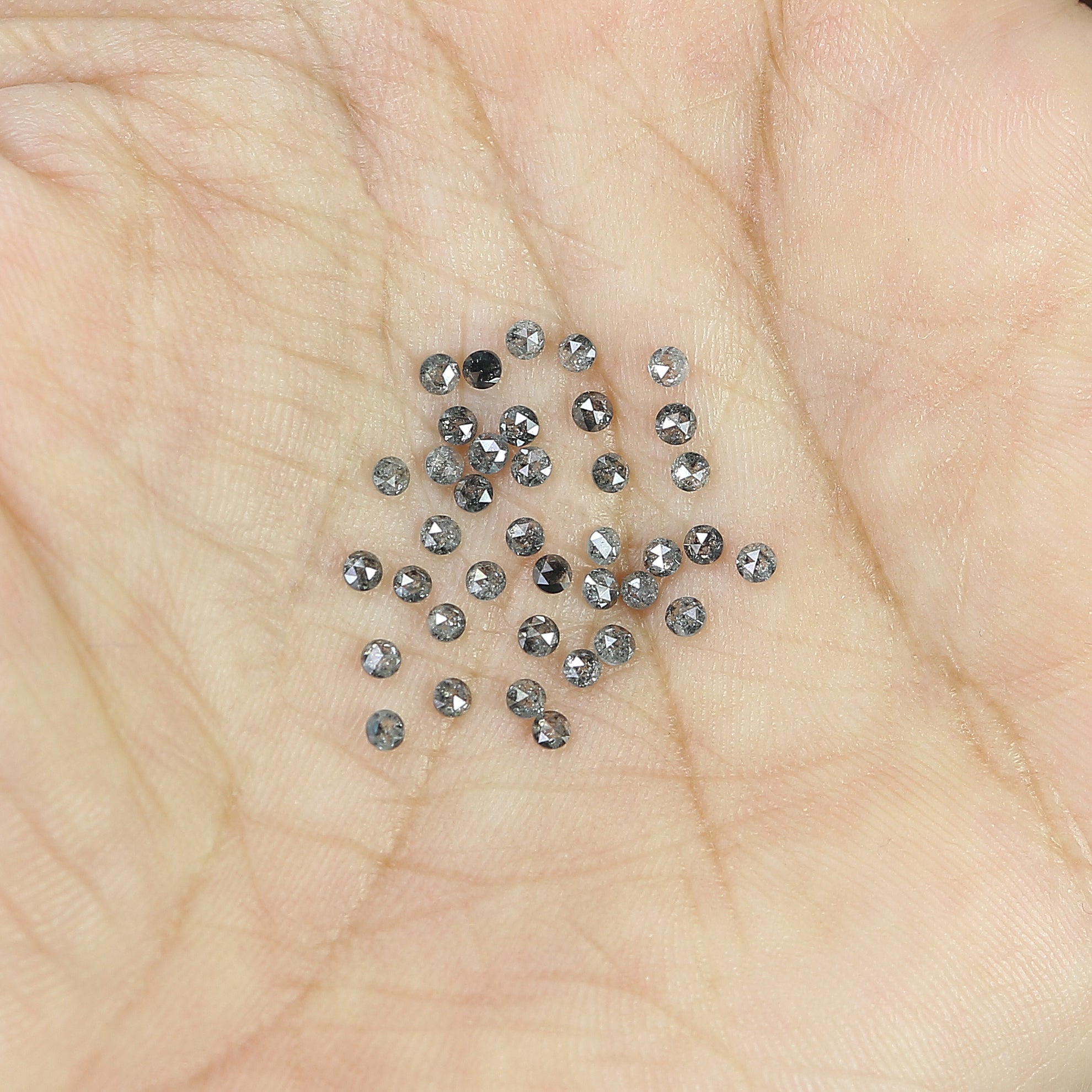 1.17 Ct Natural Loose Round Cut Diamond Salt And Pepper Diamond 1.80 MM Natural Loose Diamond Black Grey Color Round Rose Cut Diamond LQ1420